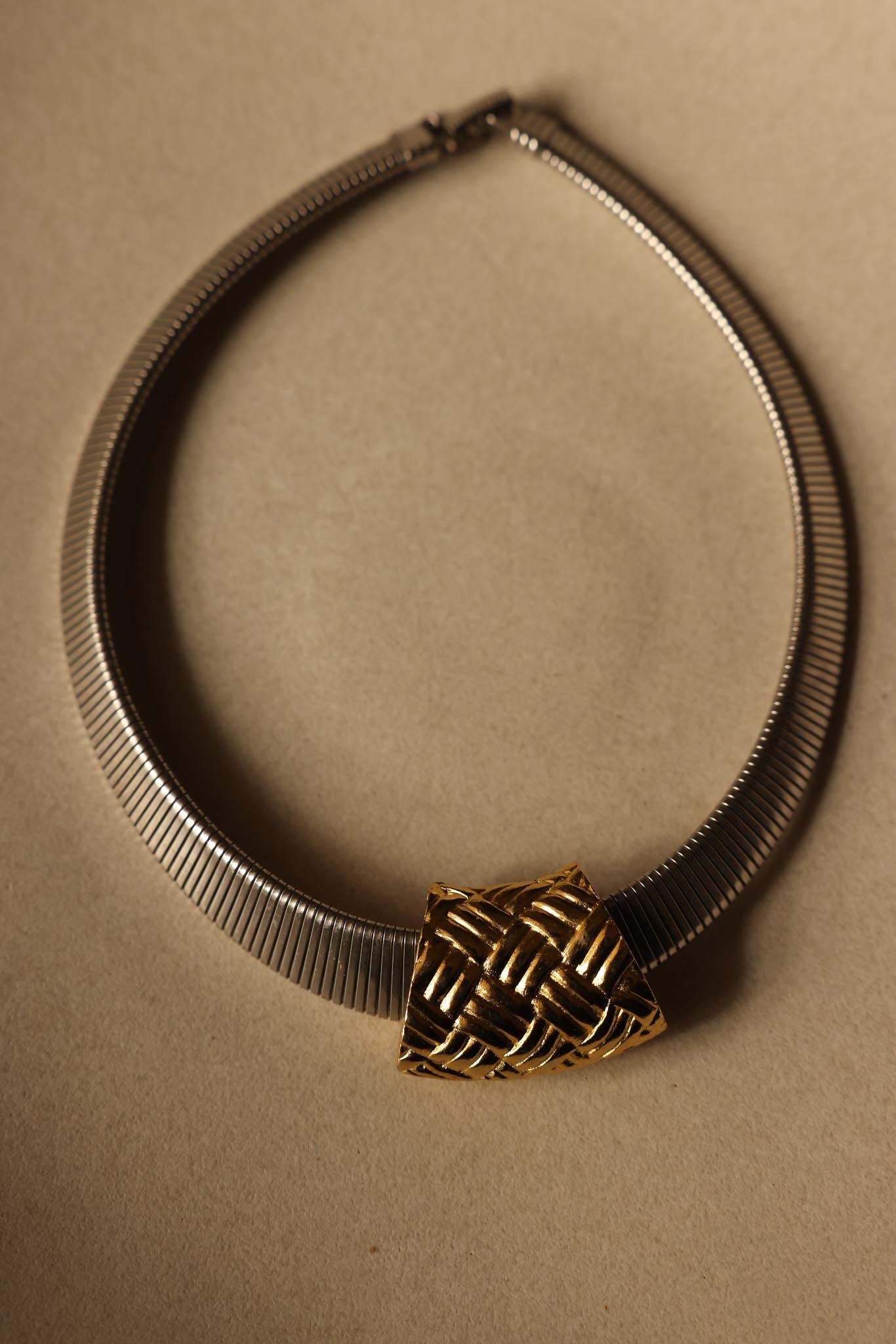 Park Lane Omega Chain Necklace with Removable Gold-Tone Textured Pendant|Vintage Baazaar 