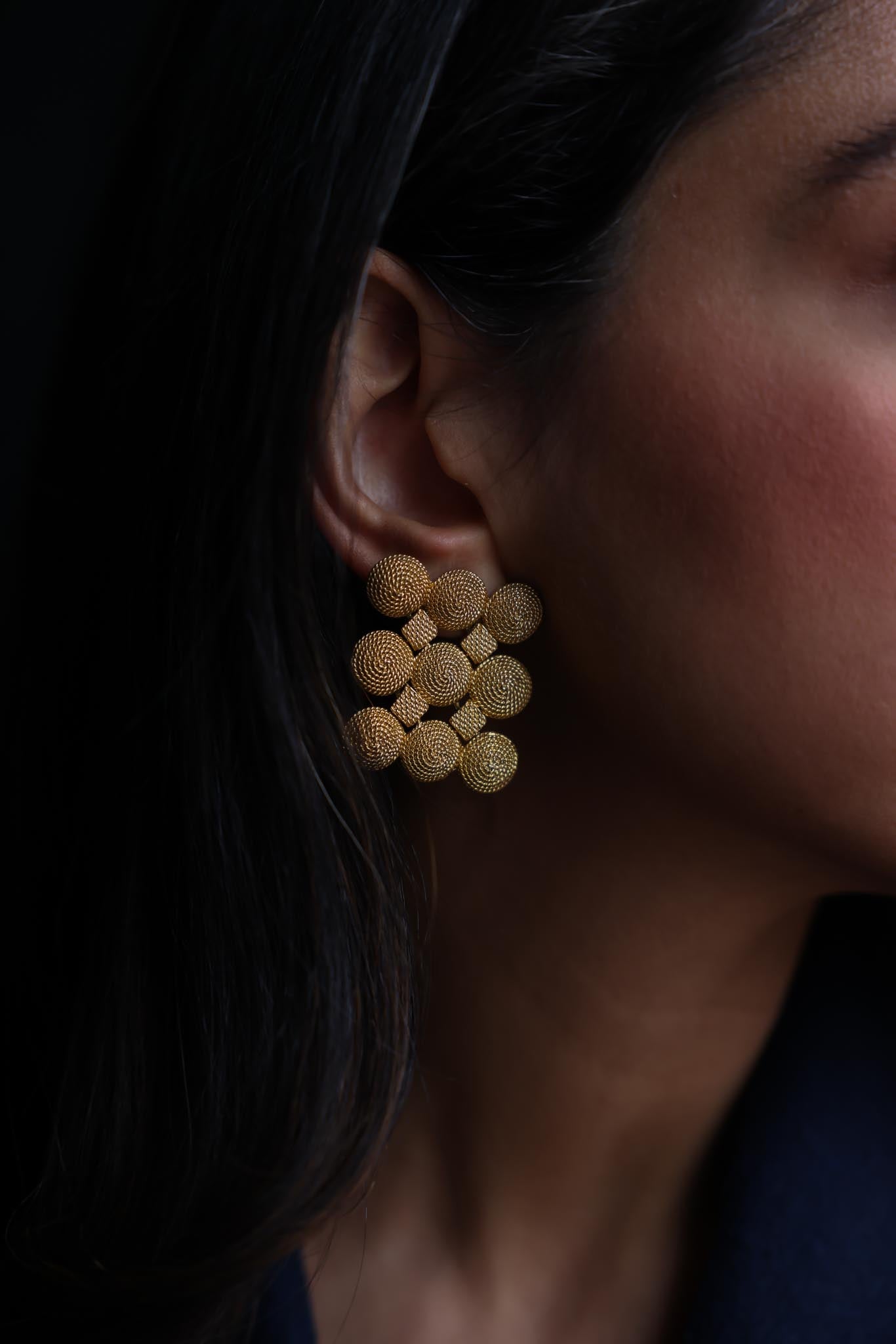 Golden Mosaic Earrings|Vintage Baazaar 