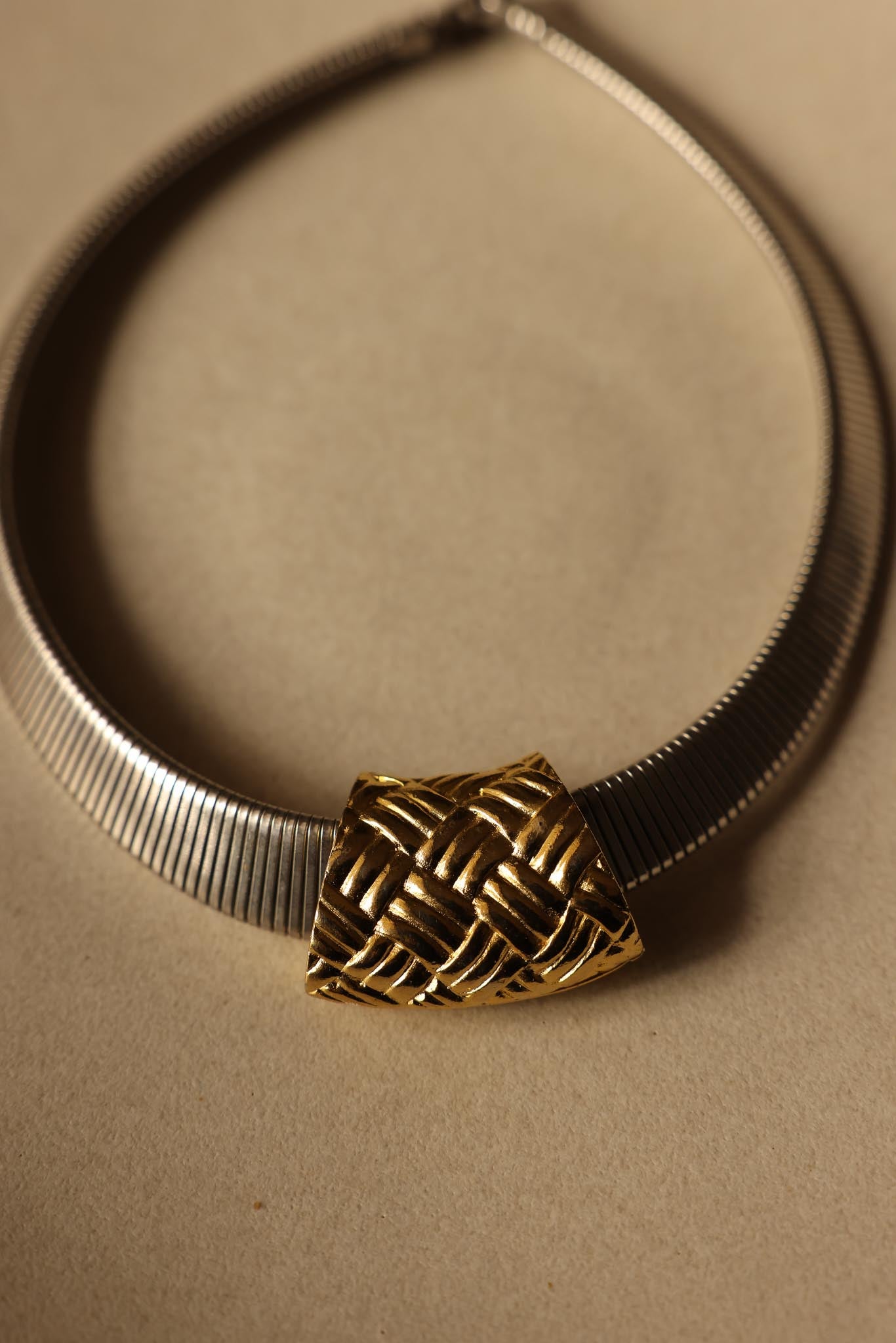 Park Lane Omega Chain Necklace with Removable Gold-Tone Textured Pendant|Vintage Baazaar 