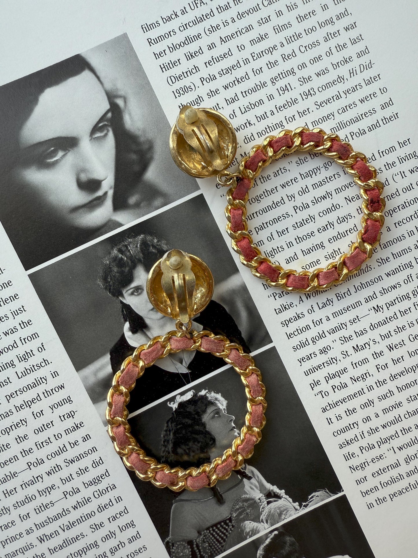 Gold Hoop Earrings with Red Woven Leather|Vintage Baazaar 