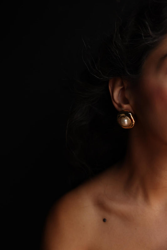 Gold-Tone Clip-On Earrings with Faux Pearls
