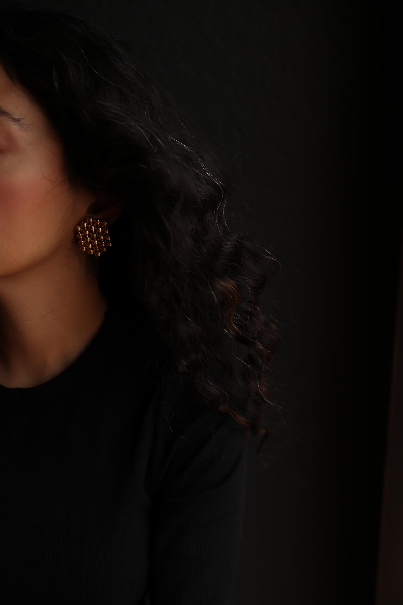 Gold-Tone Cluster Clip-On Earrings