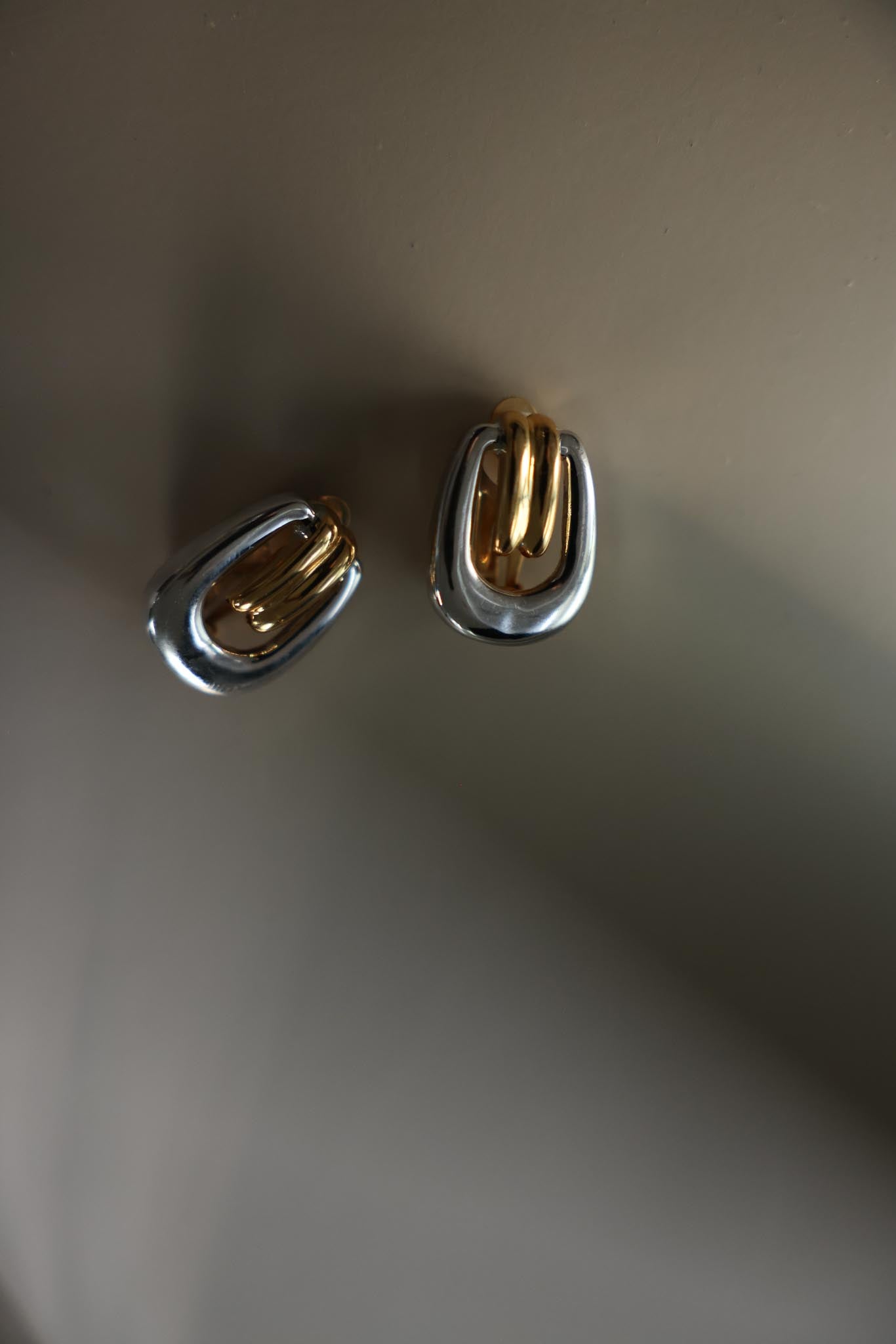 Two-Tone Sculptural Clip-On Earrings