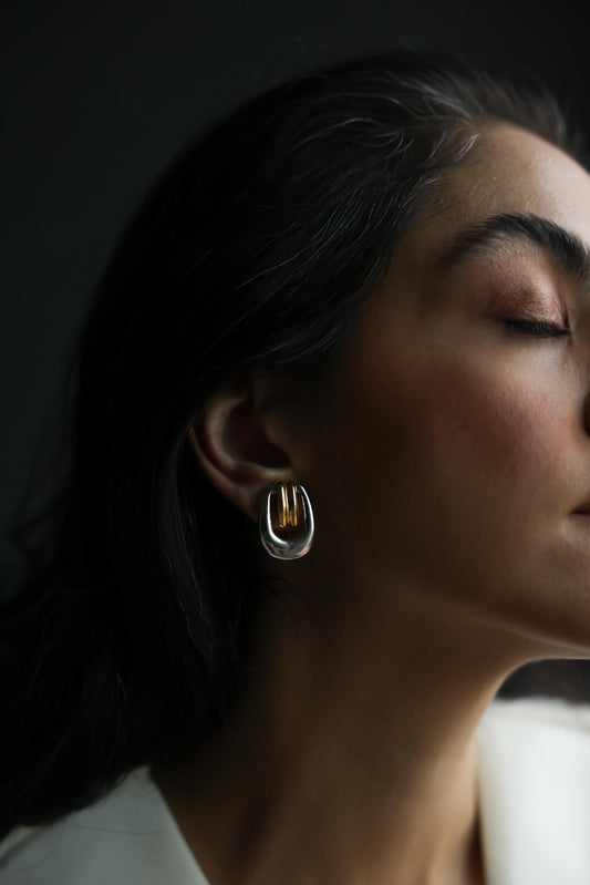 Two-Tone Sculptural Clip-On Earrings