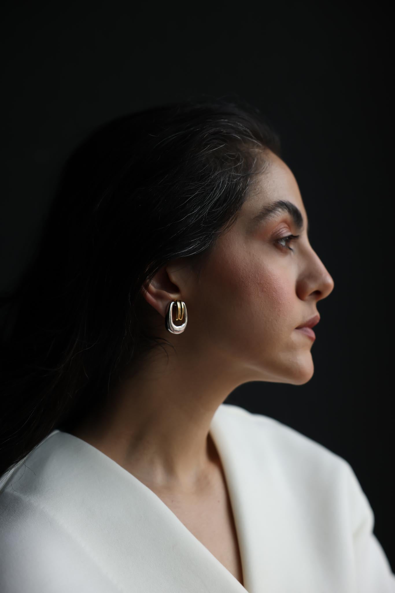 Two-Tone Sculptural Clip-On Earrings