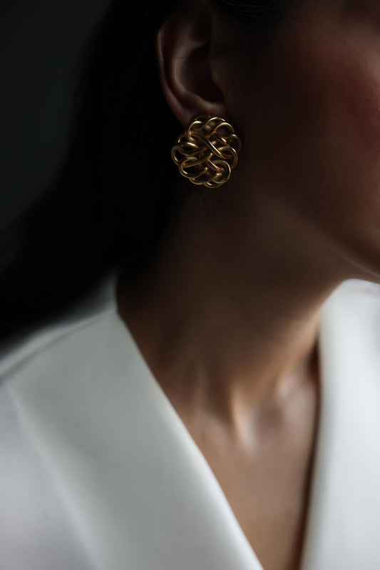 Matte Gold Knot Clip-On Earrings