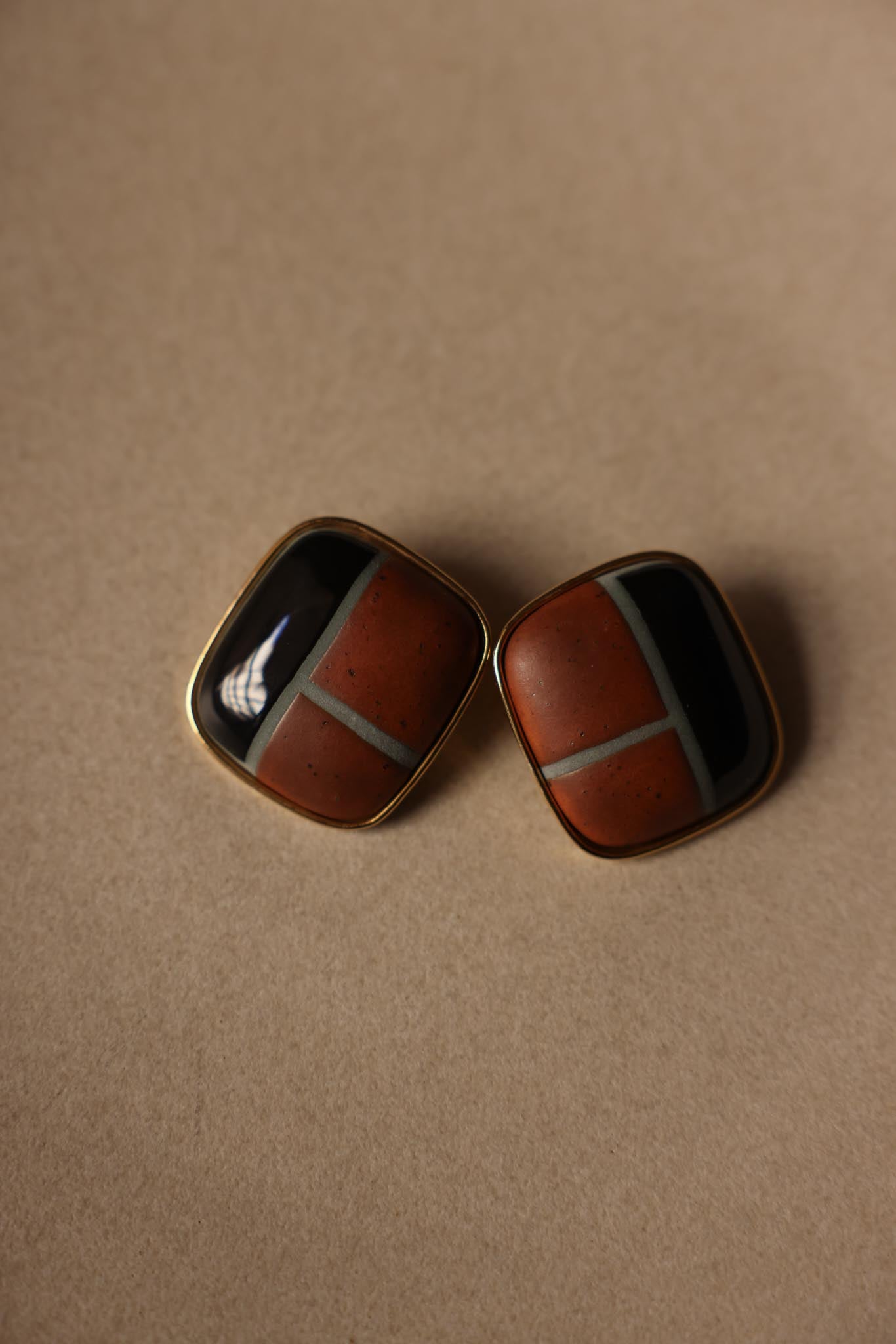 Geometric Enamel Clip-On Earrings