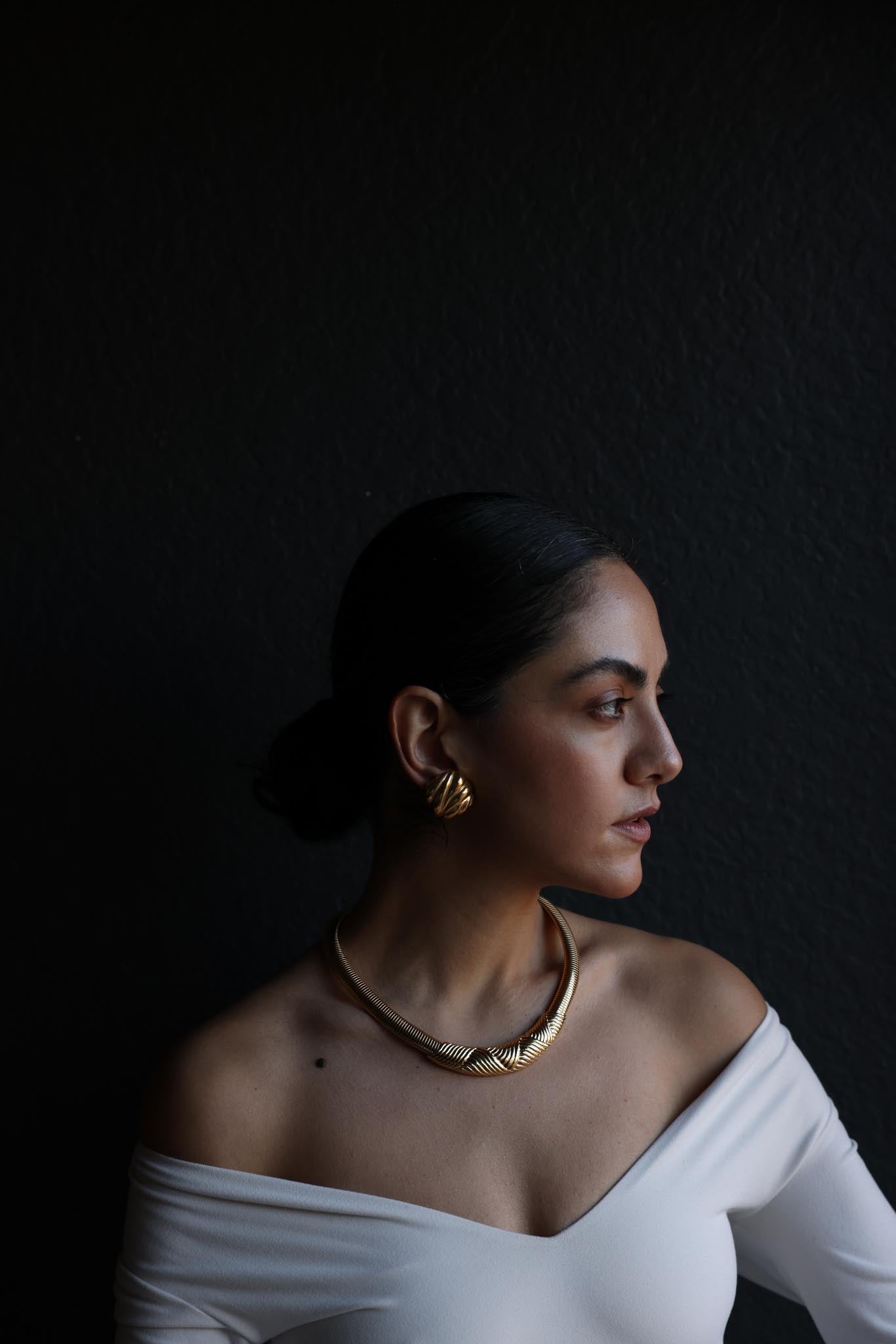 Gold-Tone Omega Chain Necklace|Vintage Baazaar 