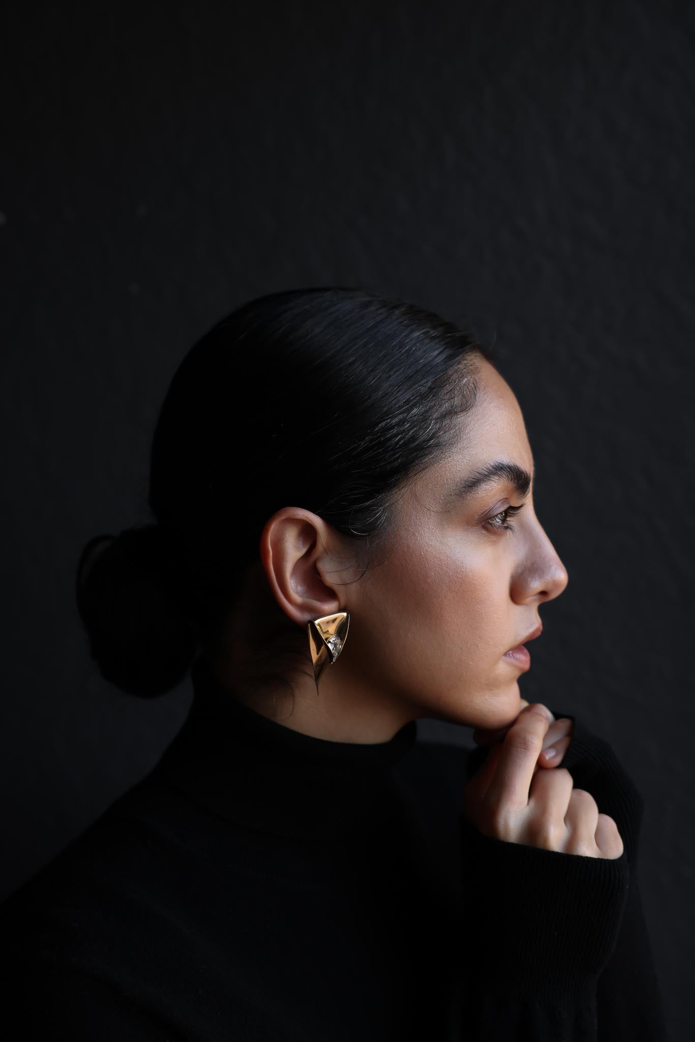 Sculptural Gold-Tone Pierced Earrings|Vintage Baazaar 