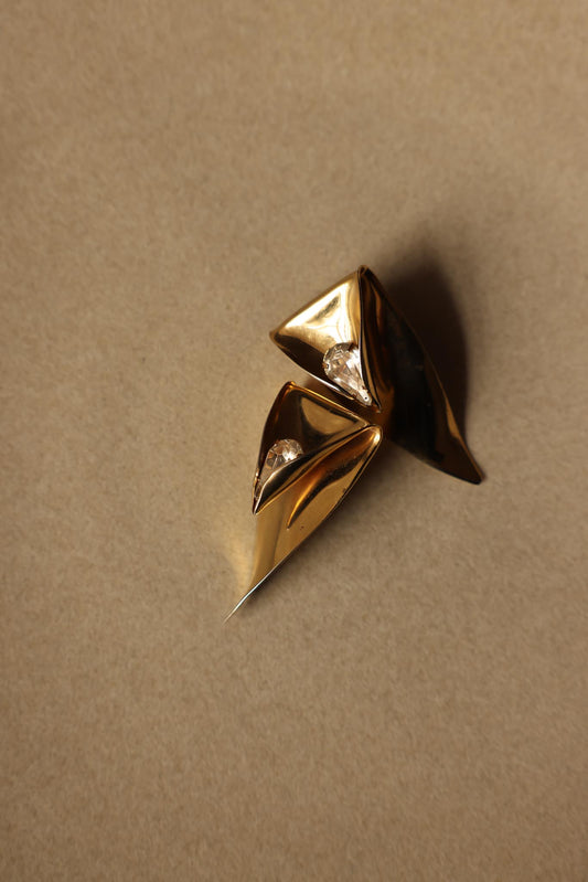 Sculptural Gold-Tone Pierced Earrings|Vintage Baazaar 