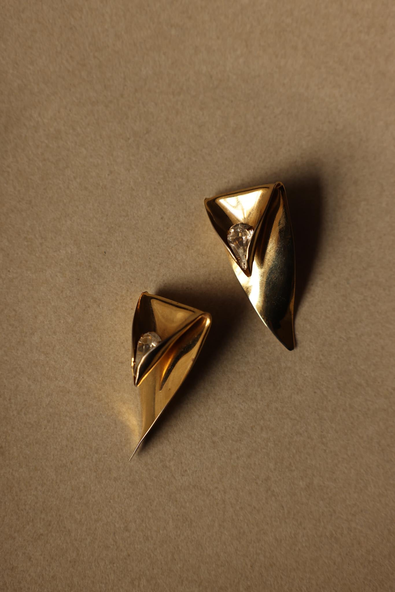 Sculptural Gold-Tone Pierced Earrings|Vintage Baazaar 