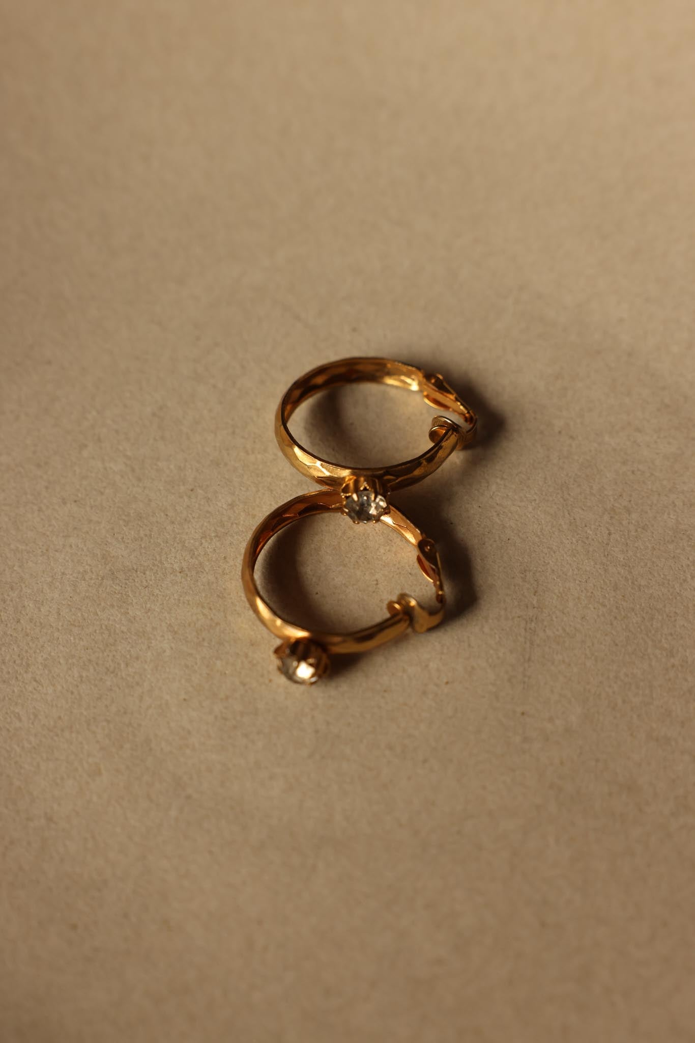 Gold-Tone Hoop Earrings with Rhinestone Accent|Vintage Baazaar 