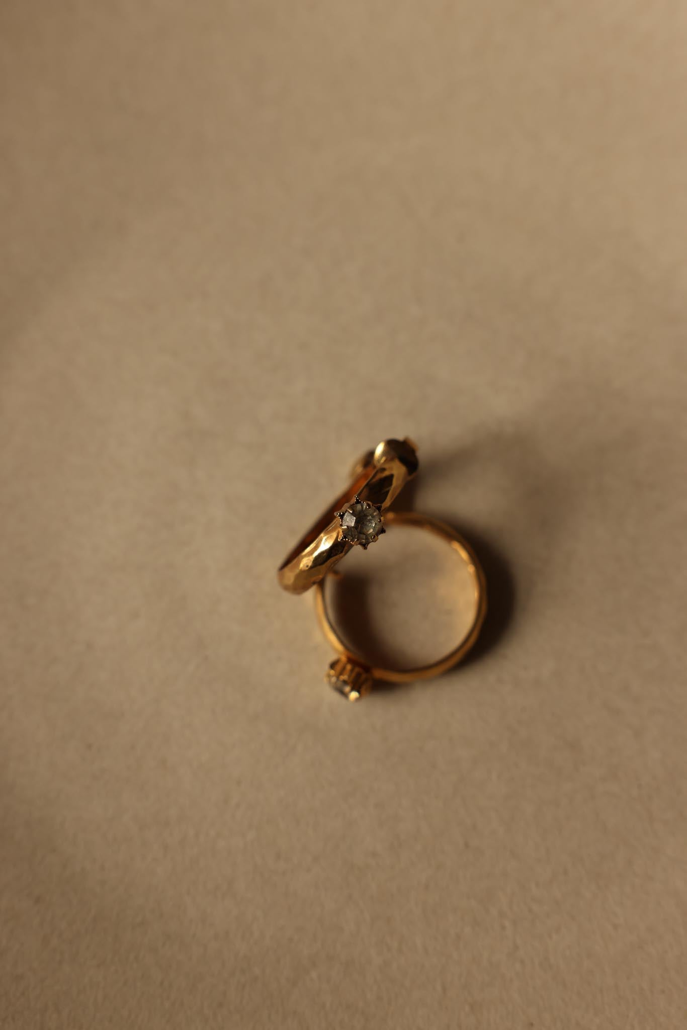 Gold-Tone Hoop Earrings with Rhinestone Accent|Vintage Baazaar 