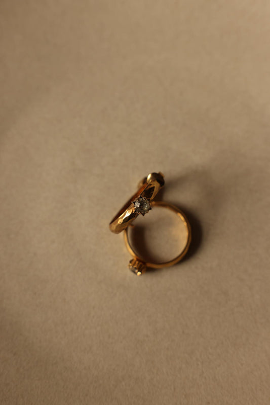 Gold-Tone Hoop Earrings with Rhinestone Accent|Vintage Baazaar 