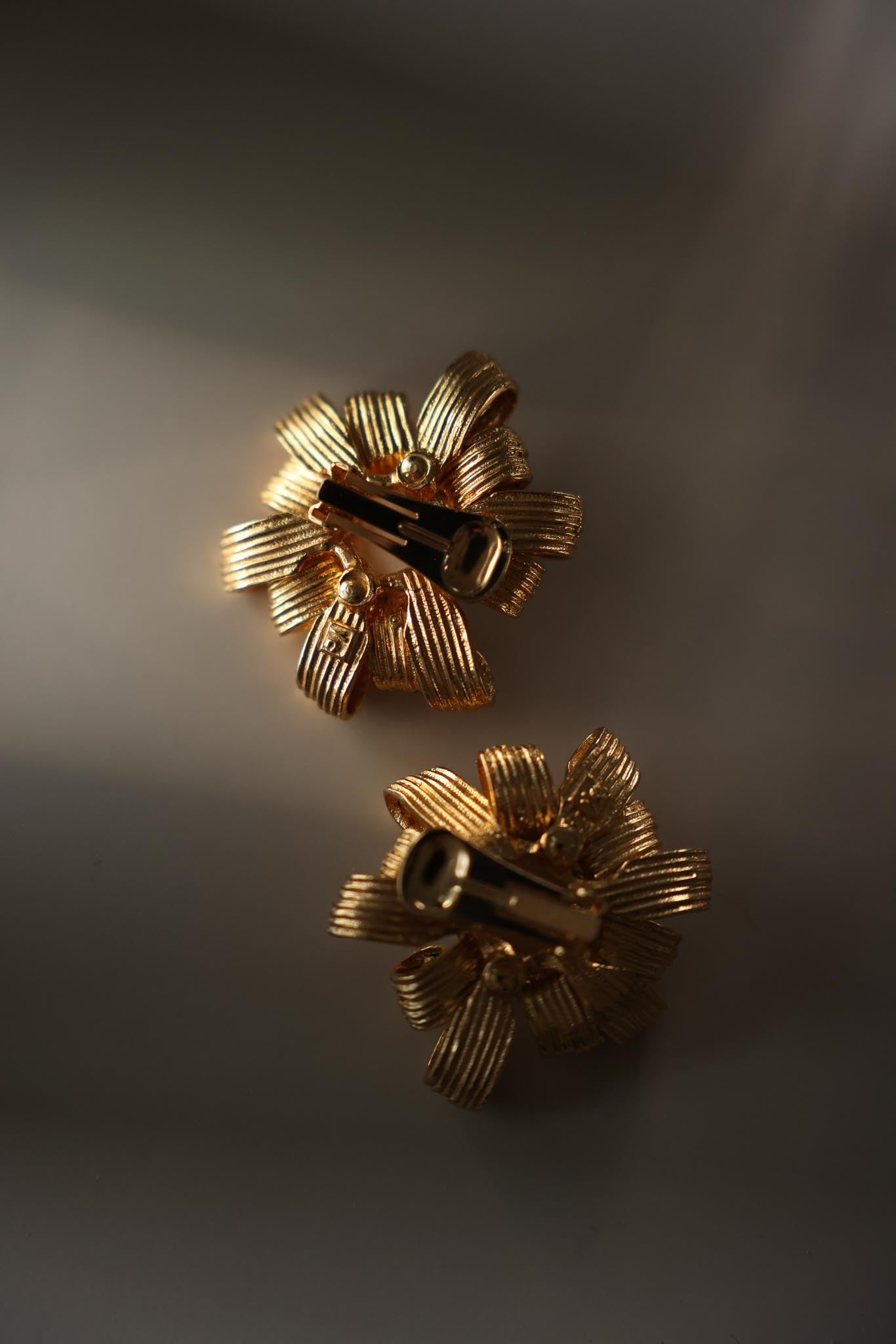 1980s Les Bernard Ribbon Flower Statement  Clip-On Earrings