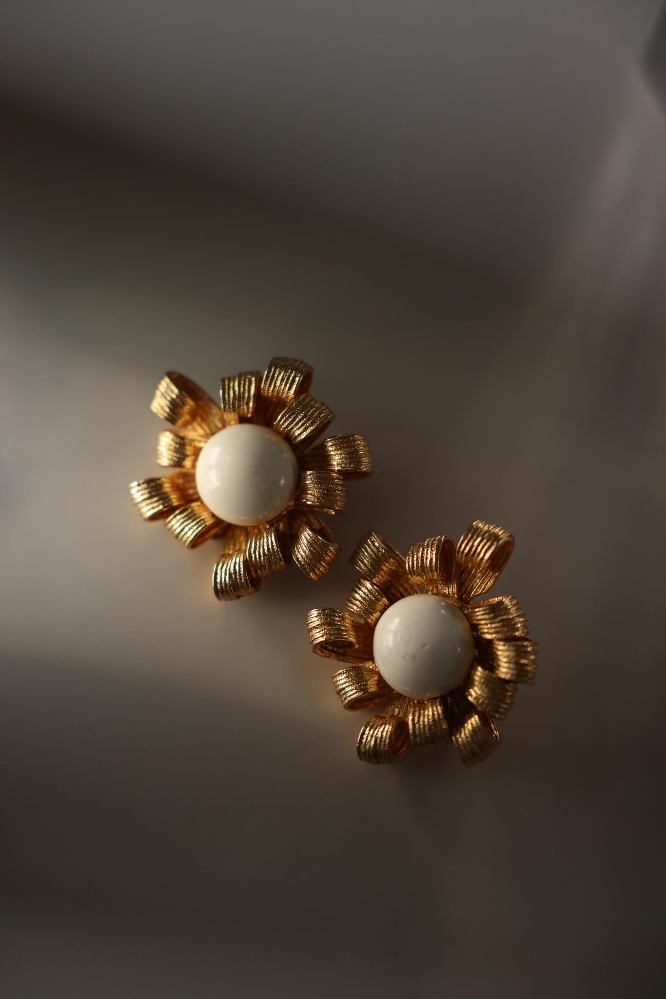 1980s Les Bernard Ribbon Flower Statement  Clip-On Earrings