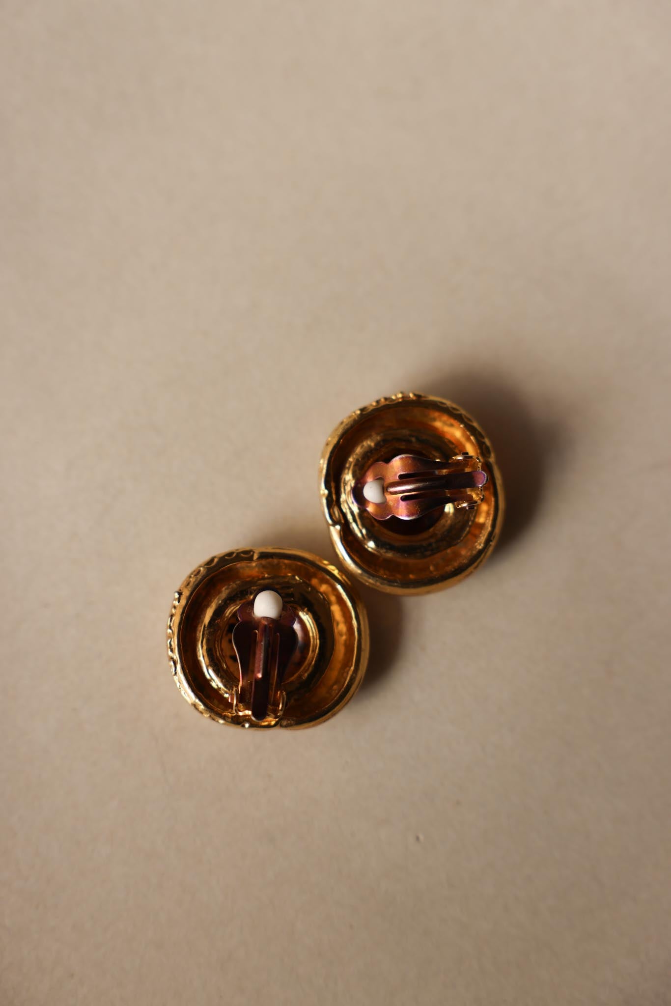 Amber Cabochon Clip-On Earrings