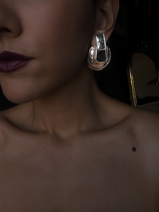Silver Edge Statement Earrings|Vintage Baazaar 