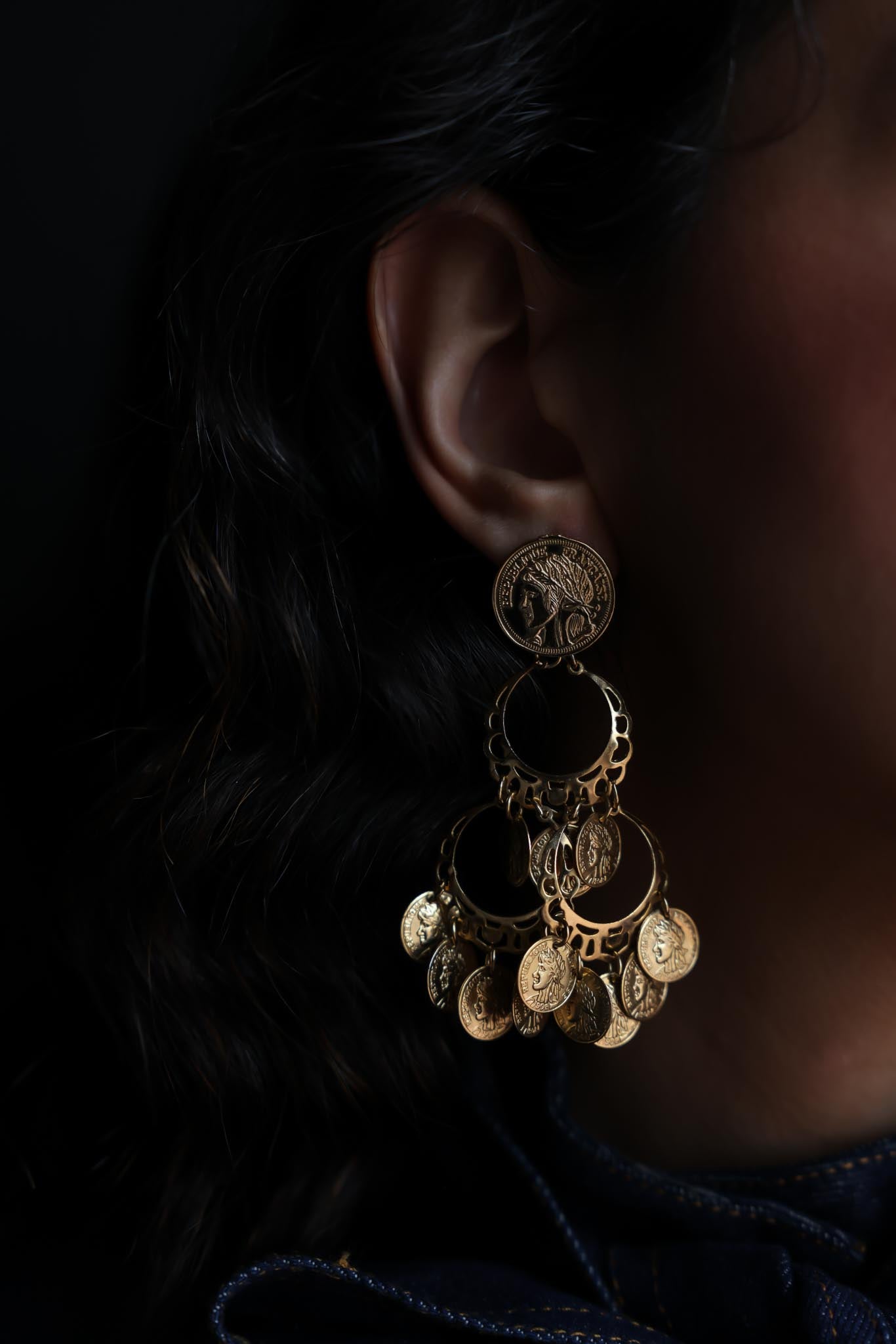 French Coin Chandelier Earrings|Vintage Baazaar 