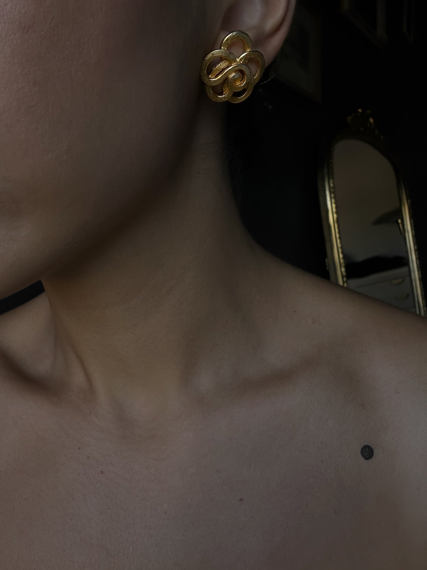 Golden Spiral Bloom Earrings|Vintage Baazaar 