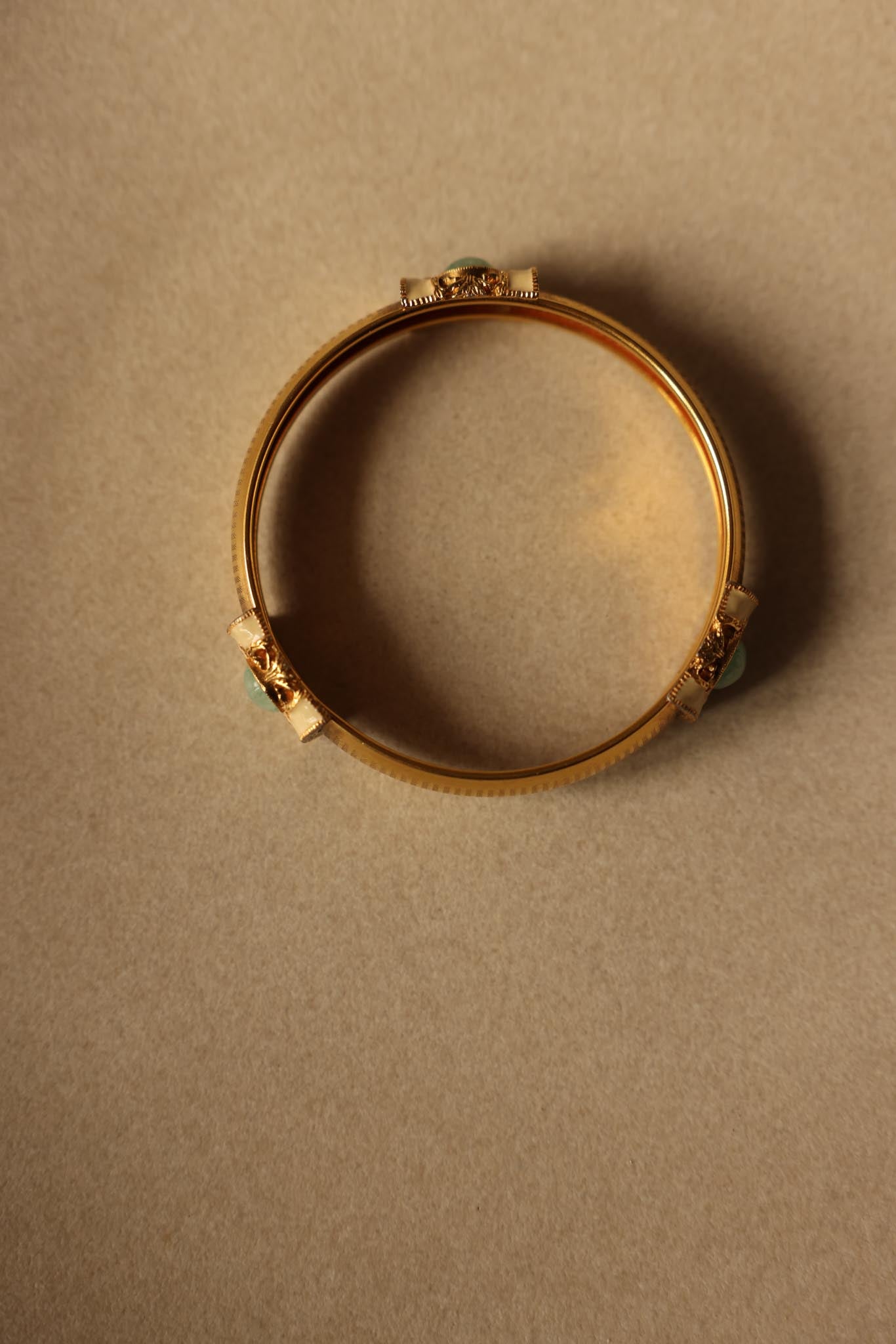 Gold-Tone Enamel Bangle with Blue Stone|Vintage Baazaar 