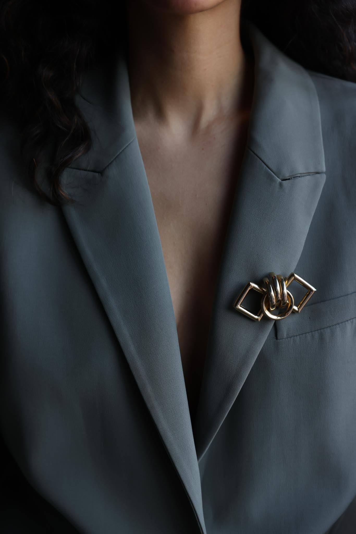 Geometric Gold-Tone Brooch|Vintage Baazaar 