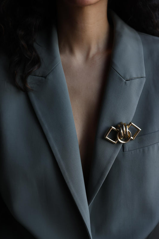 Geometric Gold-Tone Brooch|Vintage Baazaar 