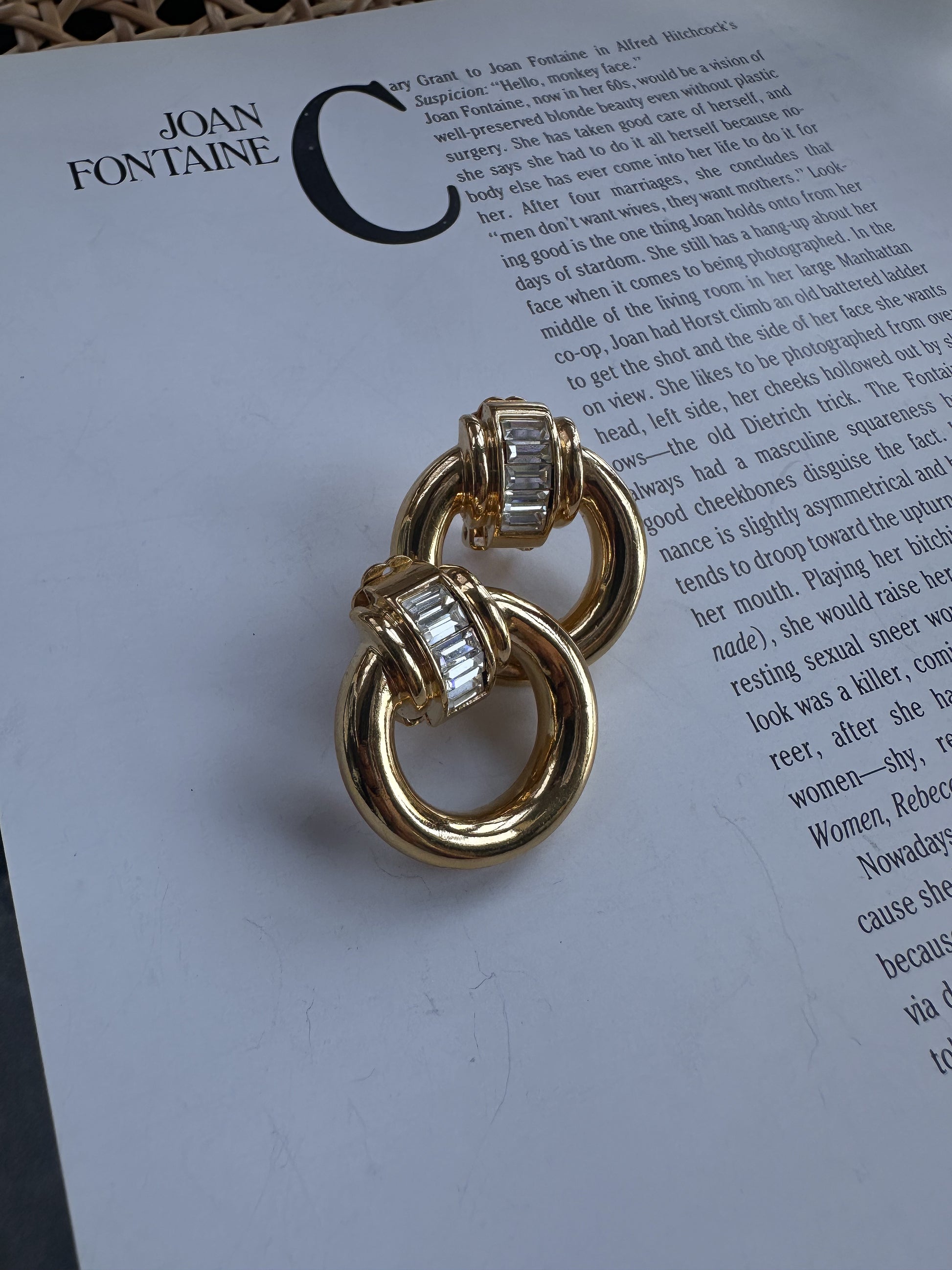 Golden Baguette Hoop Earrings|Vintage Baazaar 