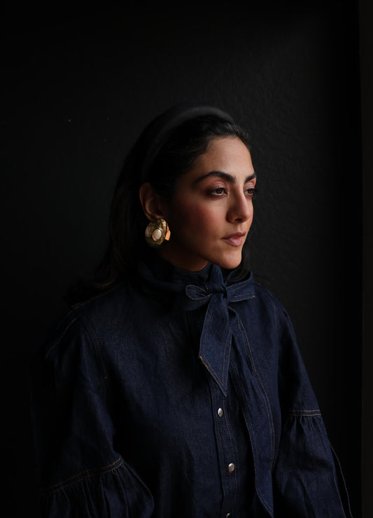 Golden Eclipse Oval Earrings|Vintage Baazaar 