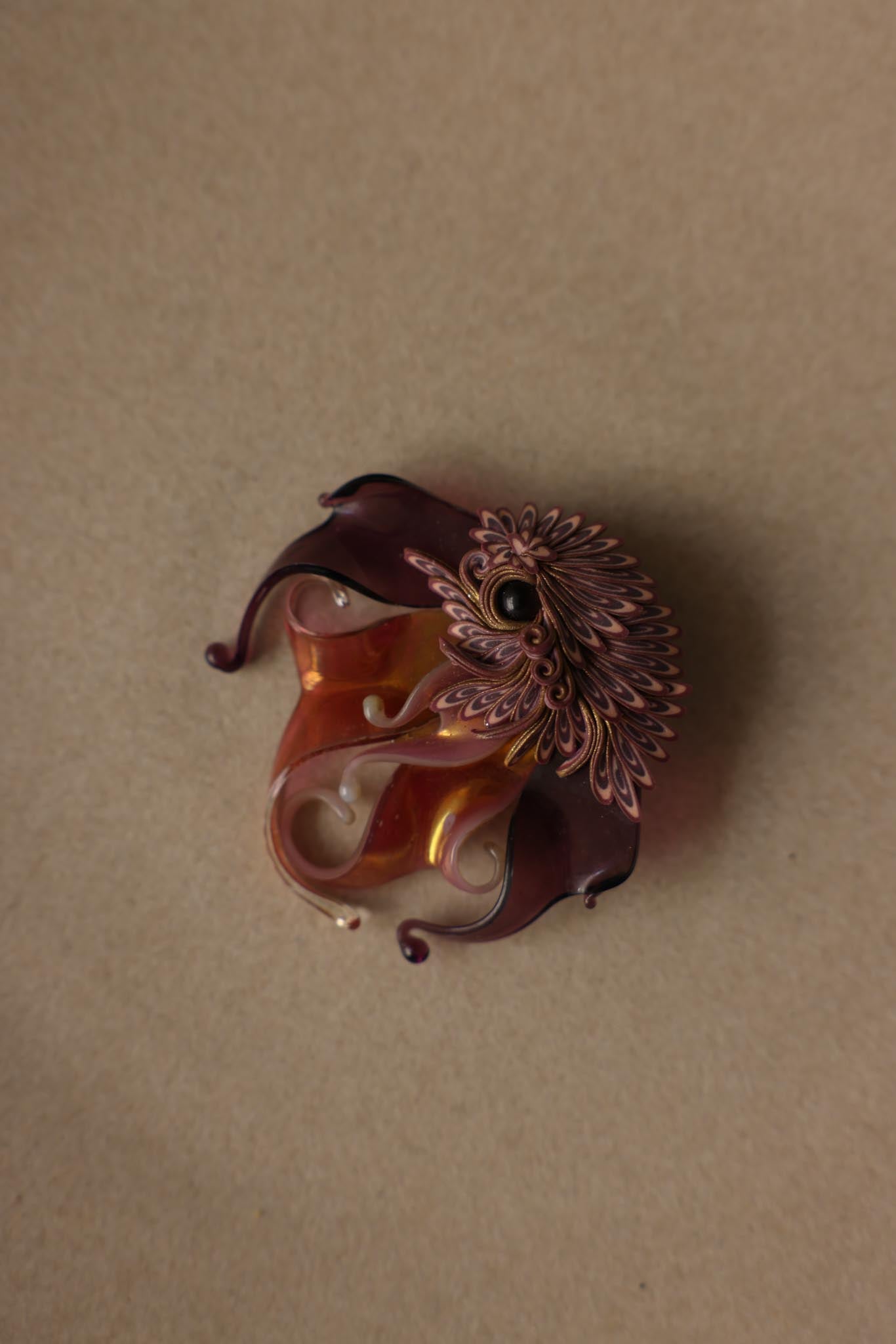 Purple Acrylic Floral Statement Brooch