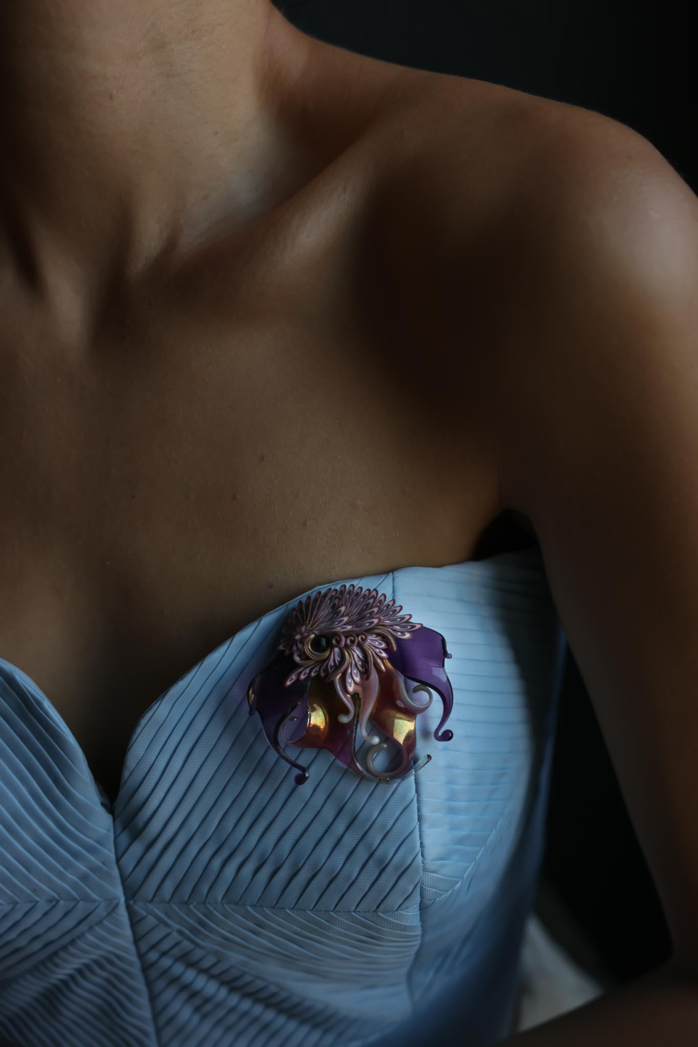 Purple Acrylic Floral Statement Brooch