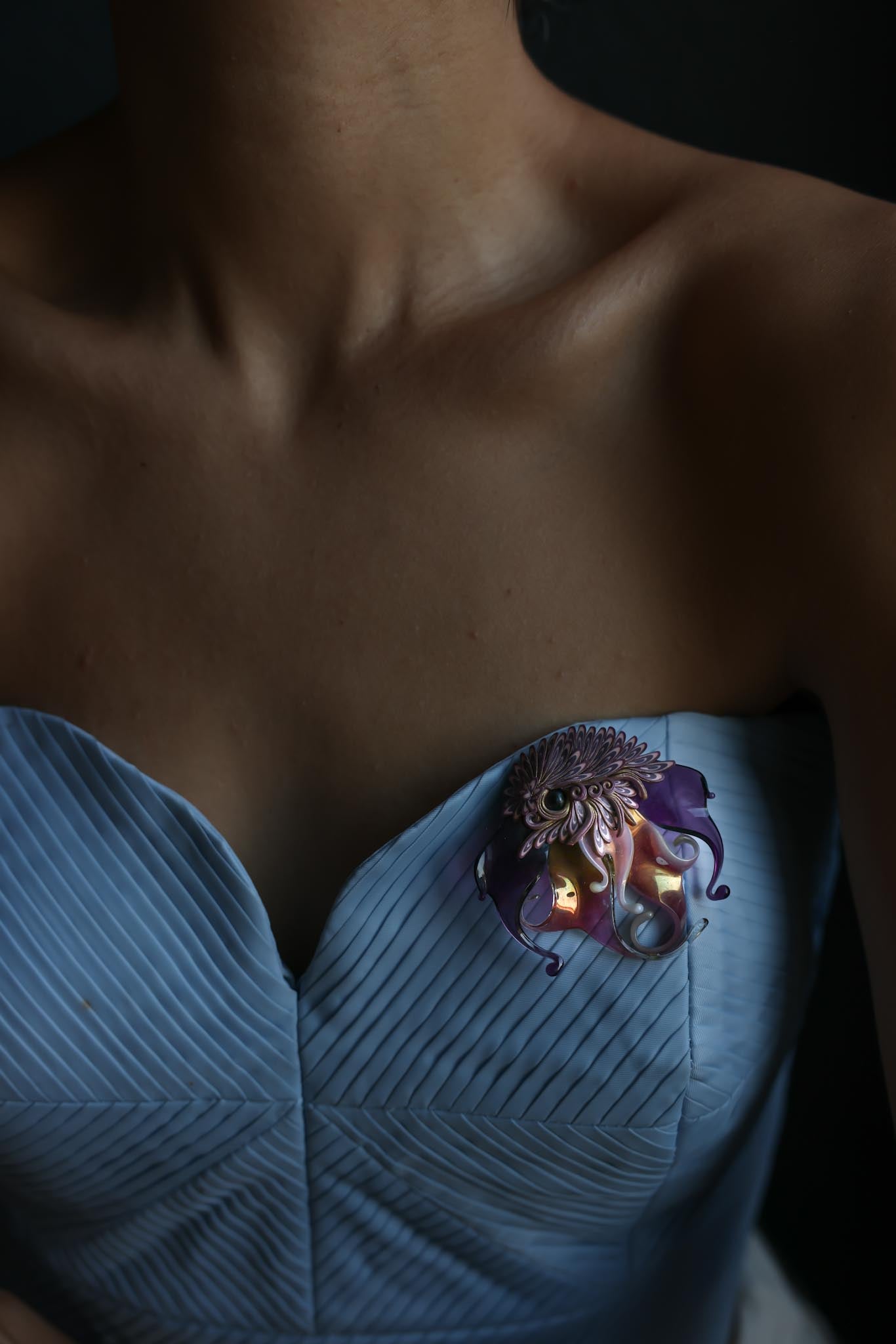 Purple Acrylic Floral Statement Brooch