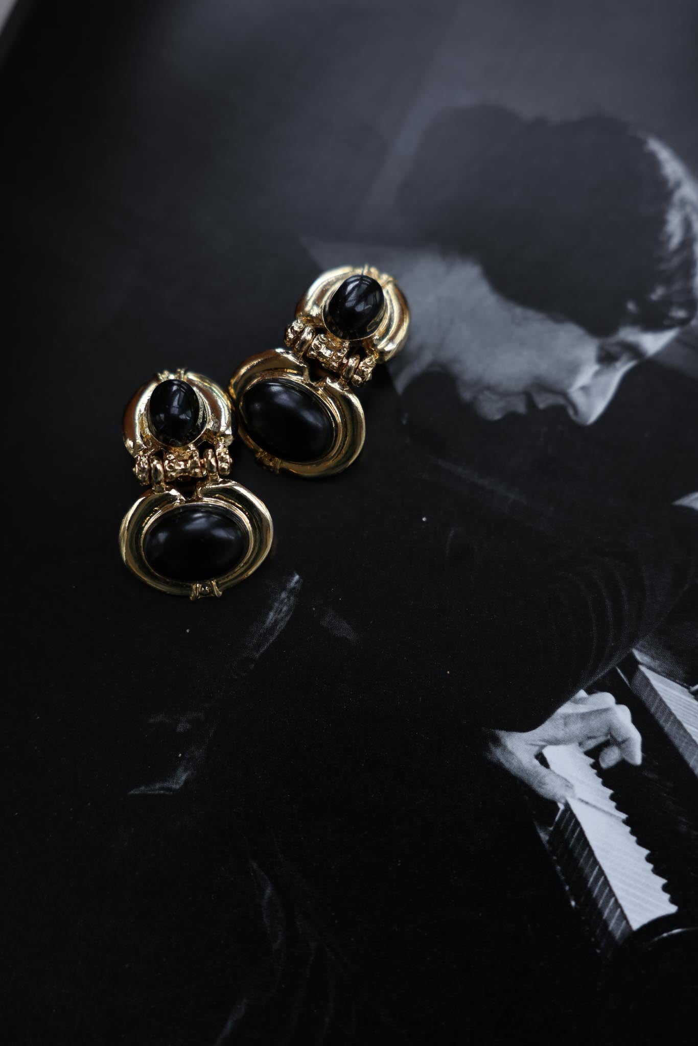 Midnight Noir Vintage Earrings|Vintage Baazaar 