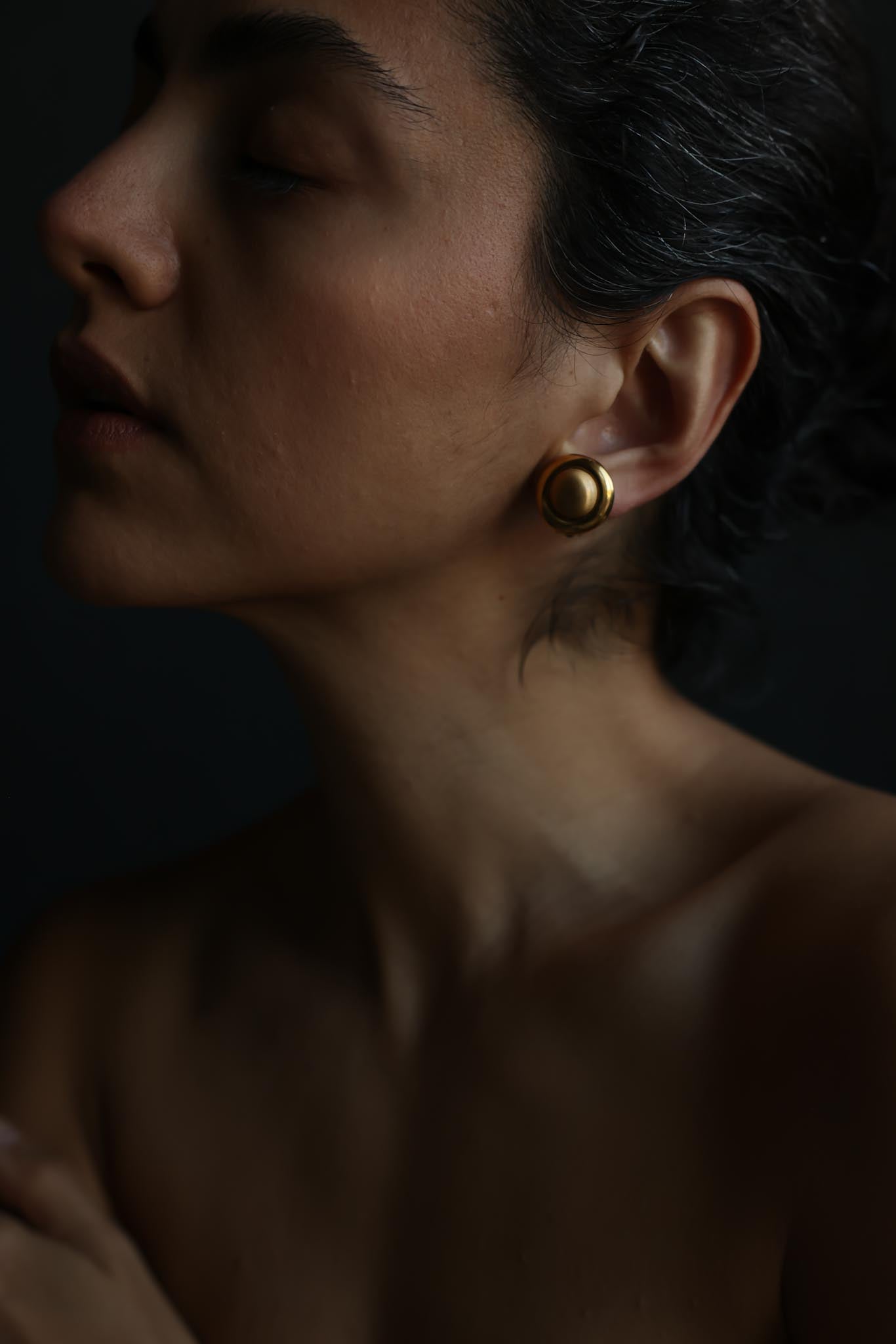 Gold Plated Round Dome Clip-On Earrings