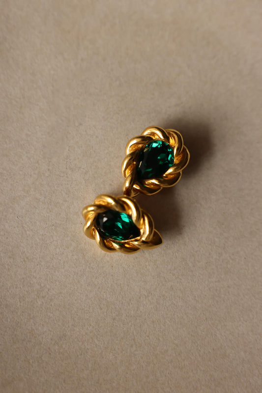 Diva Green Cabochon Clip-On Earrings