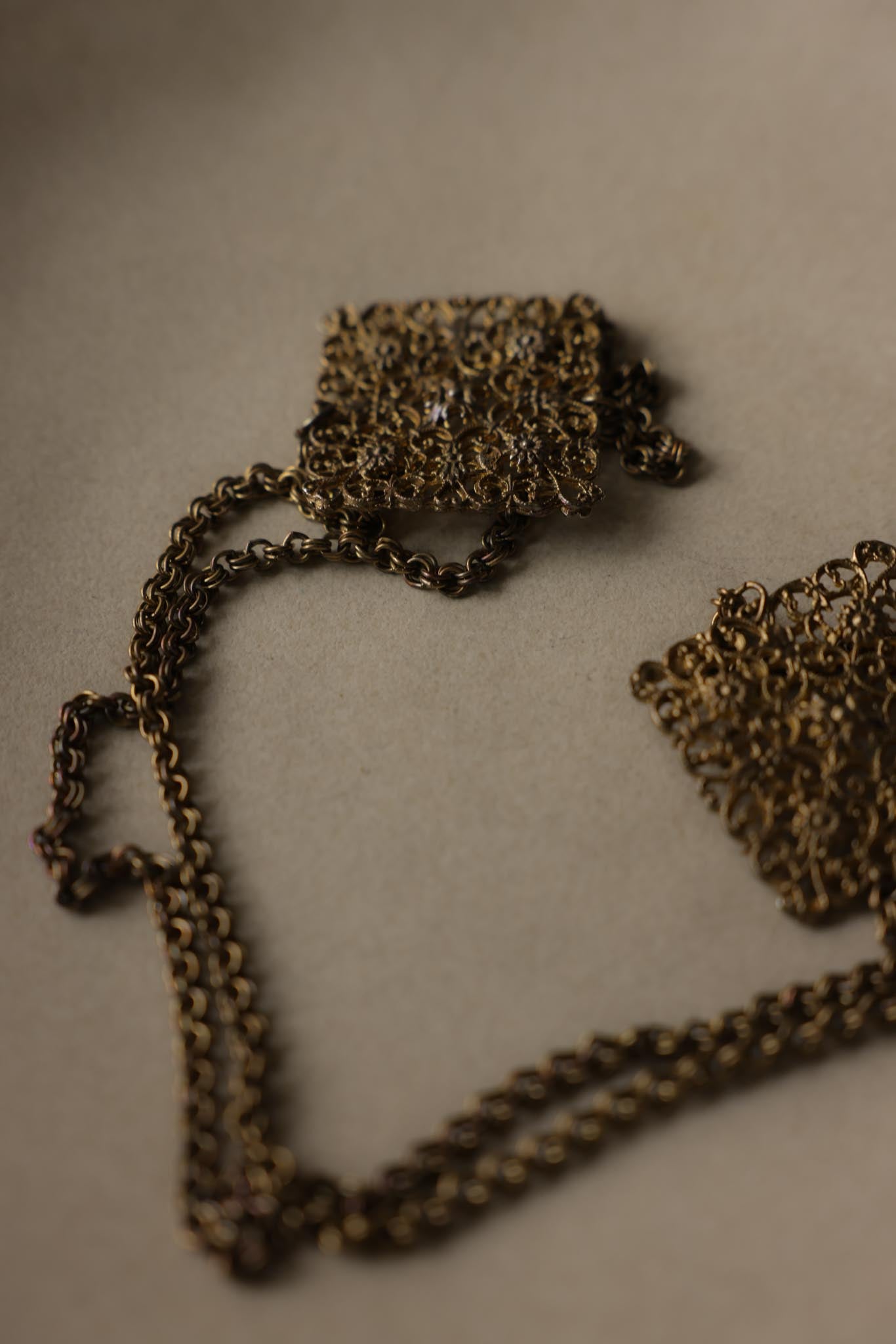 Filigree Shoulder Chain Brooch