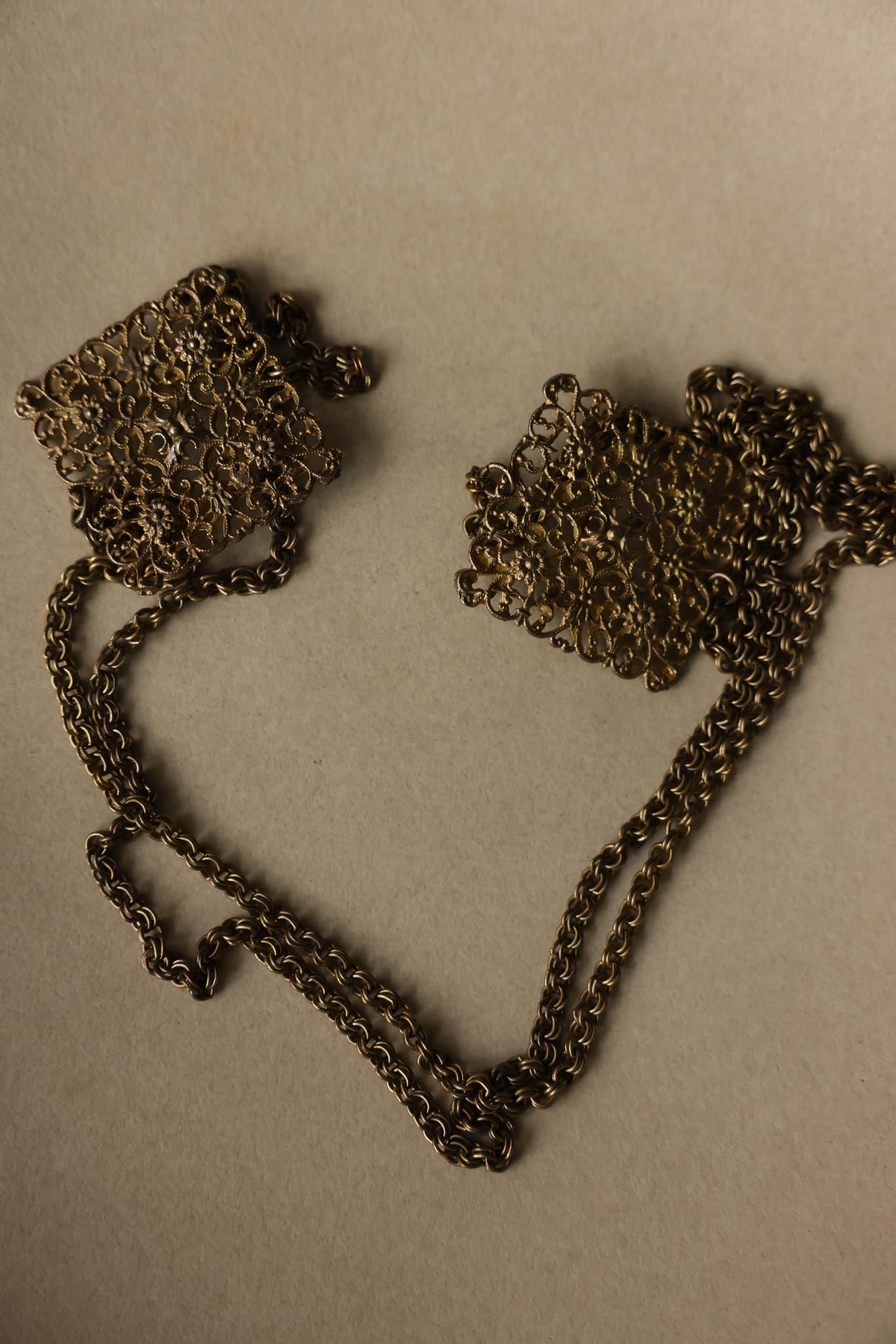 Filigree Shoulder Chain Brooch