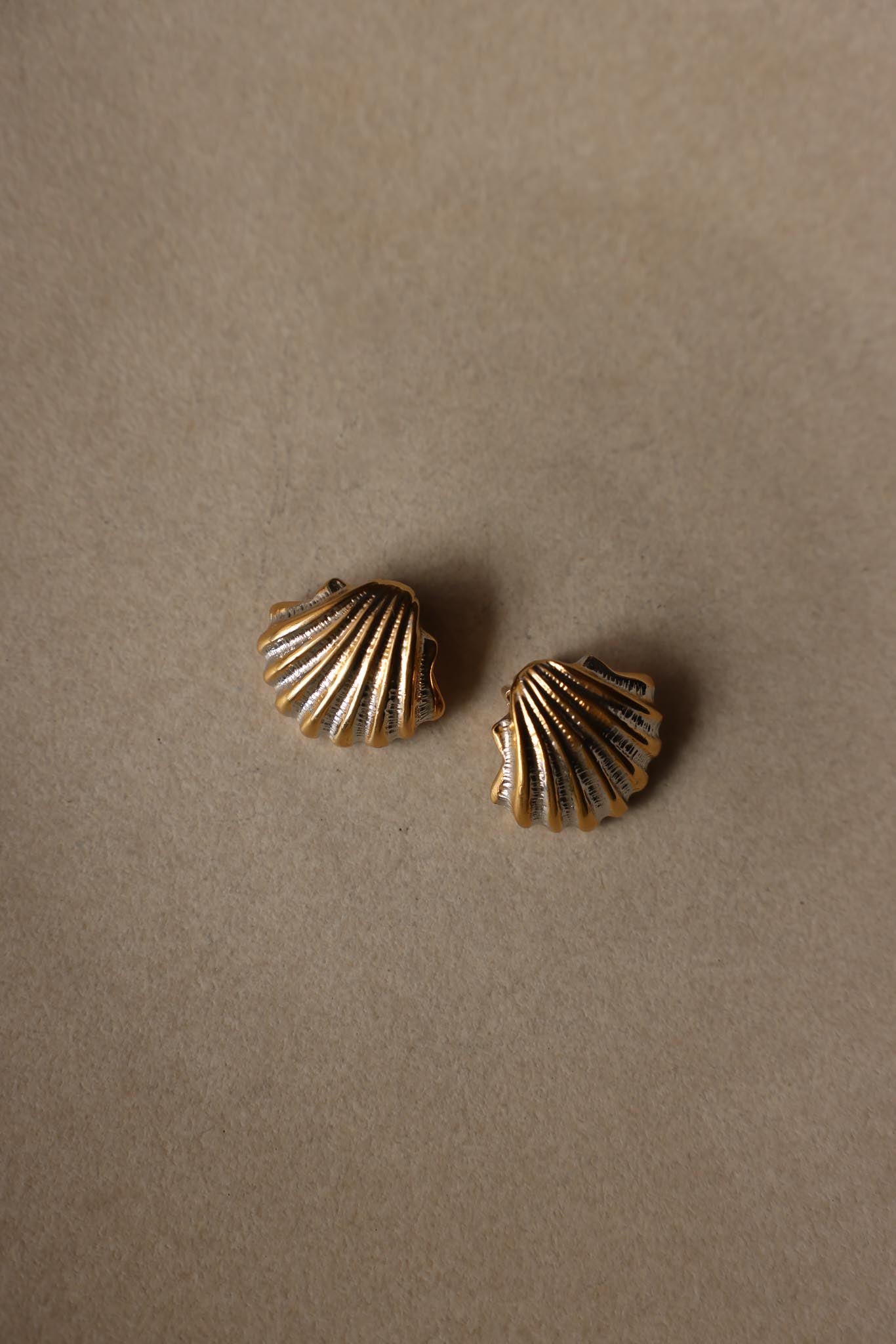 Two-Tone Shell Clip-On Earrings