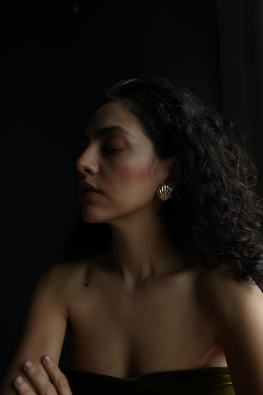 Two-Tone Shell Clip-On Earrings