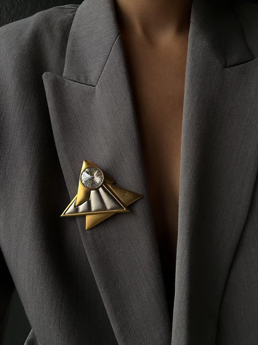 Lady Remington Rivoli Crystal Triangle Brooch|Vintage Baazaar 
