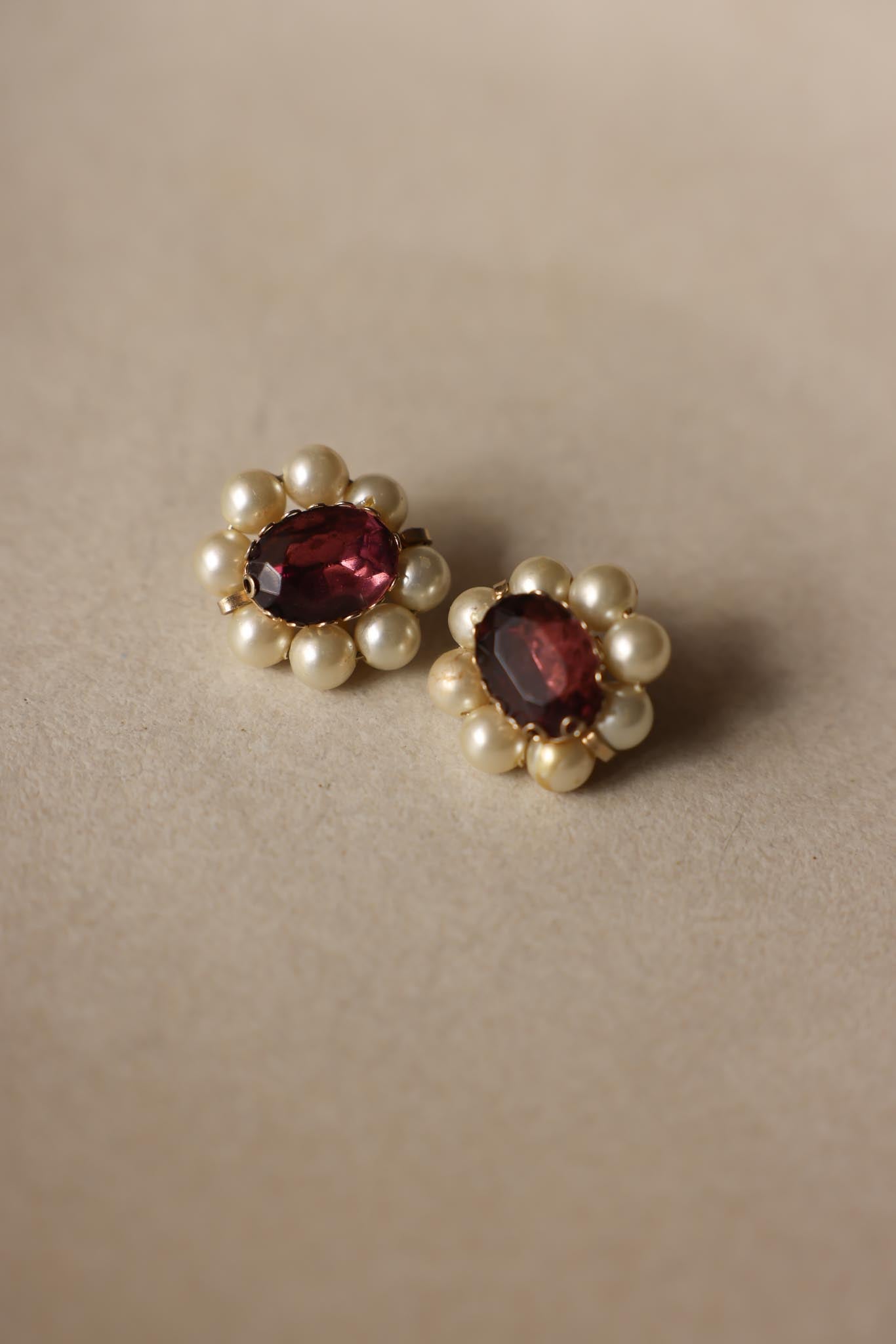 Coro Faux Pearl Cabochon Clip-On Earrings