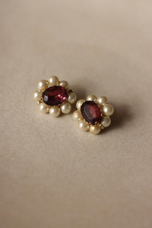Coro Faux Pearl Cabochon Clip-On Earrings