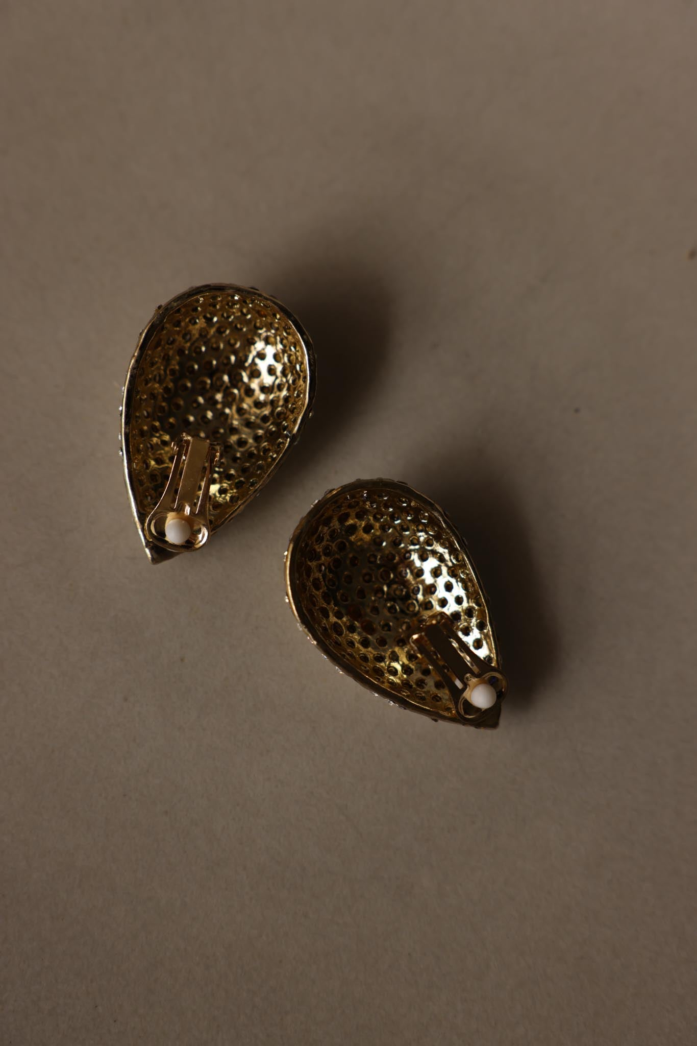 Oversized Teardrop Rhinestone Clip-On Earrings