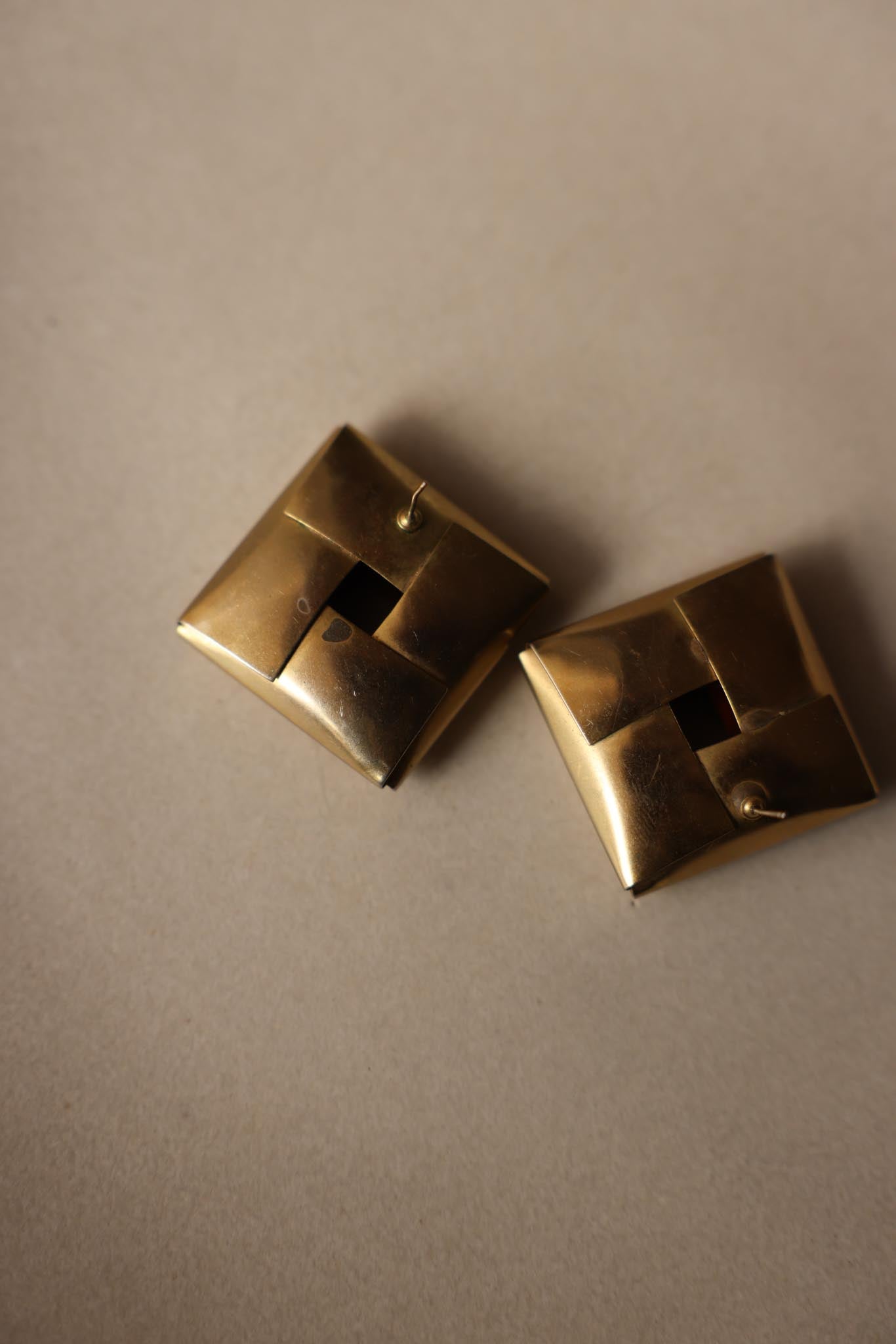 Brass Geometric Pierced Earrings