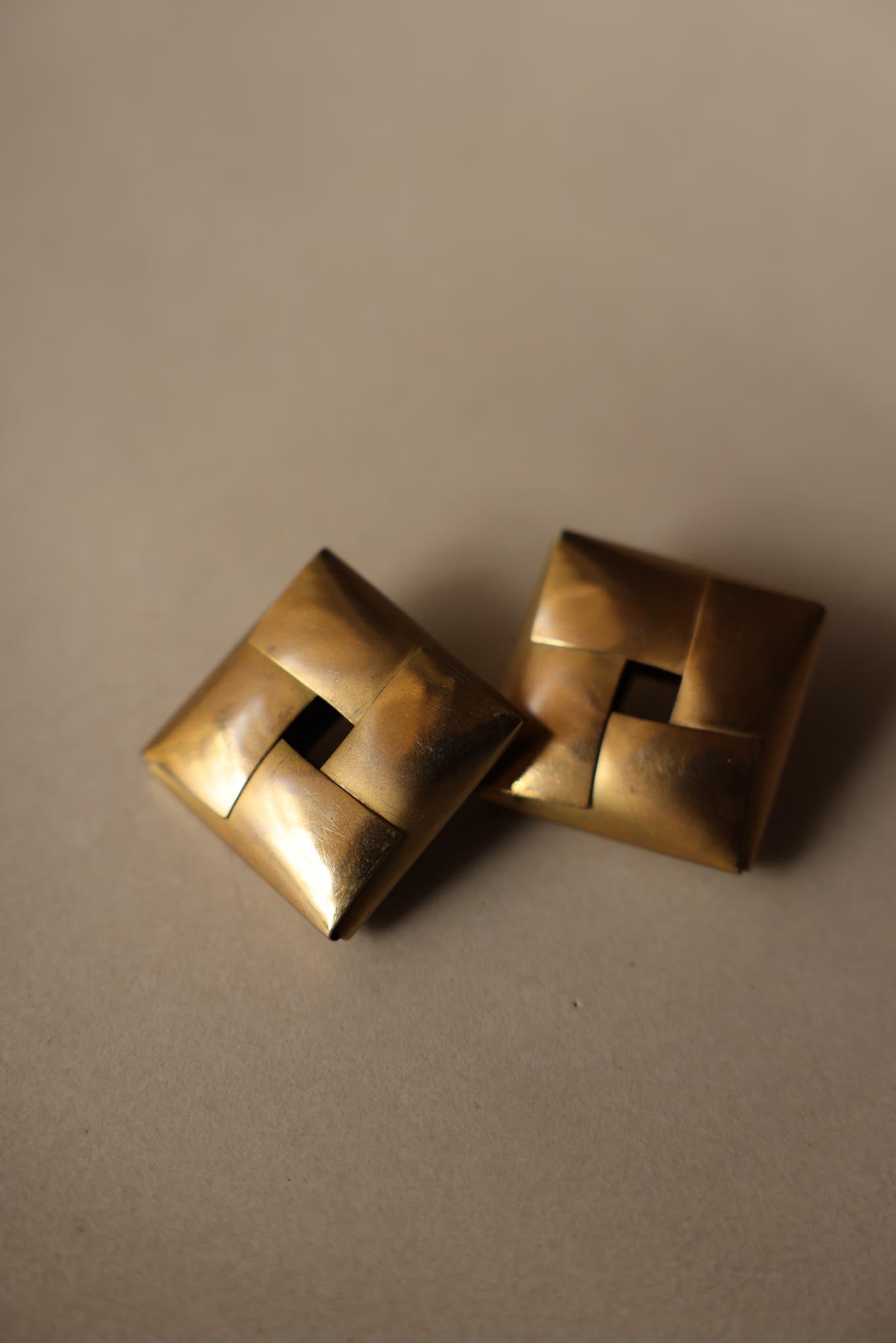 Brass Geometric Pierced Earrings
