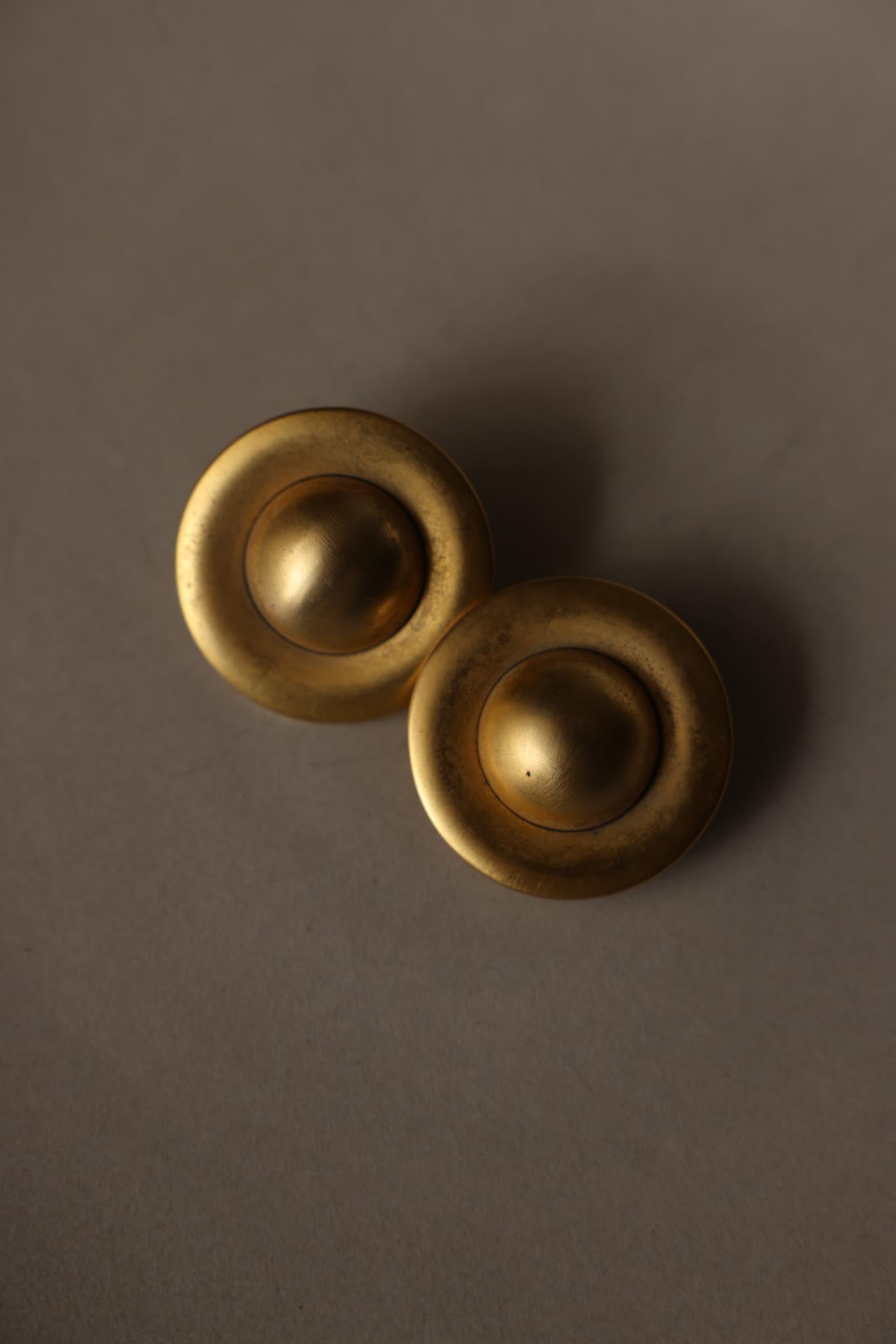 Oversized Matte Gold Round Dome Clip-On Earrings|Vintage Baazaar 