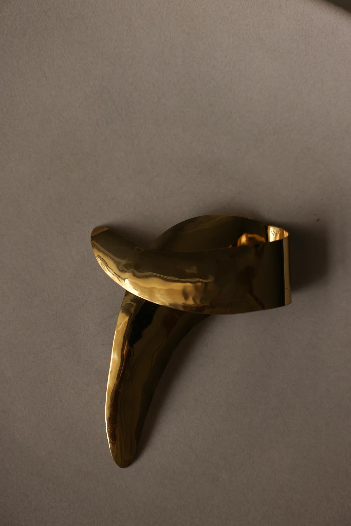 Sculptural Gold Tone Statement Brooch