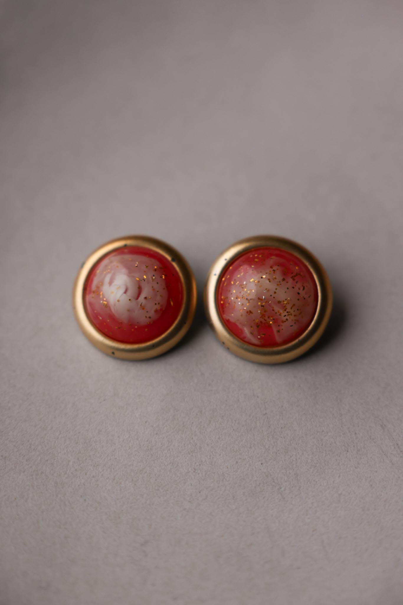 Gold-Tone Coral Confetti Dome Clip-On Earrings