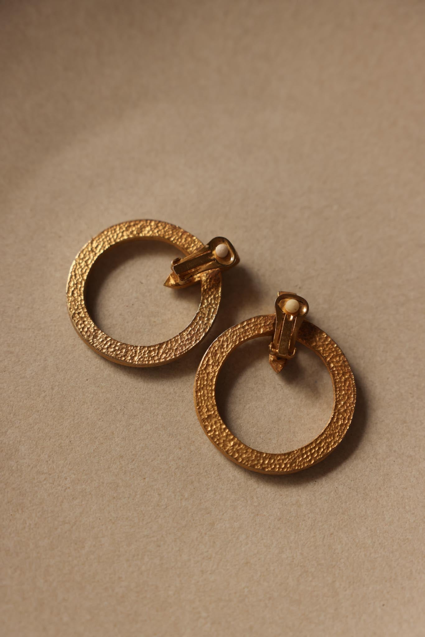 Gold-Tone Hoop Clip-On Earrings with Faux Pearls and Crystals, 1980s|Vintage Baazaar 