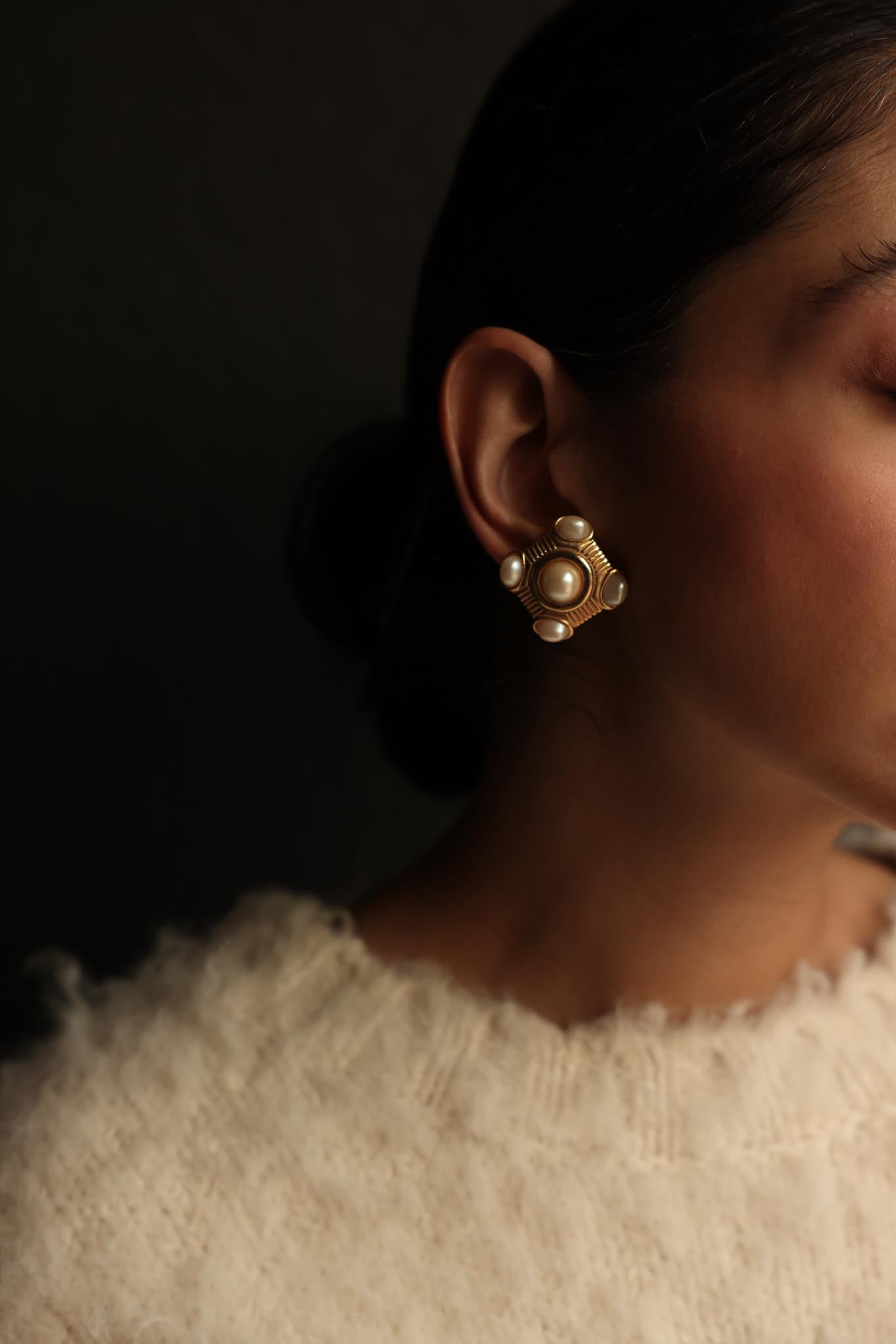 Premier Design Gold-Tone Faux Pearl Clip-On Earrings